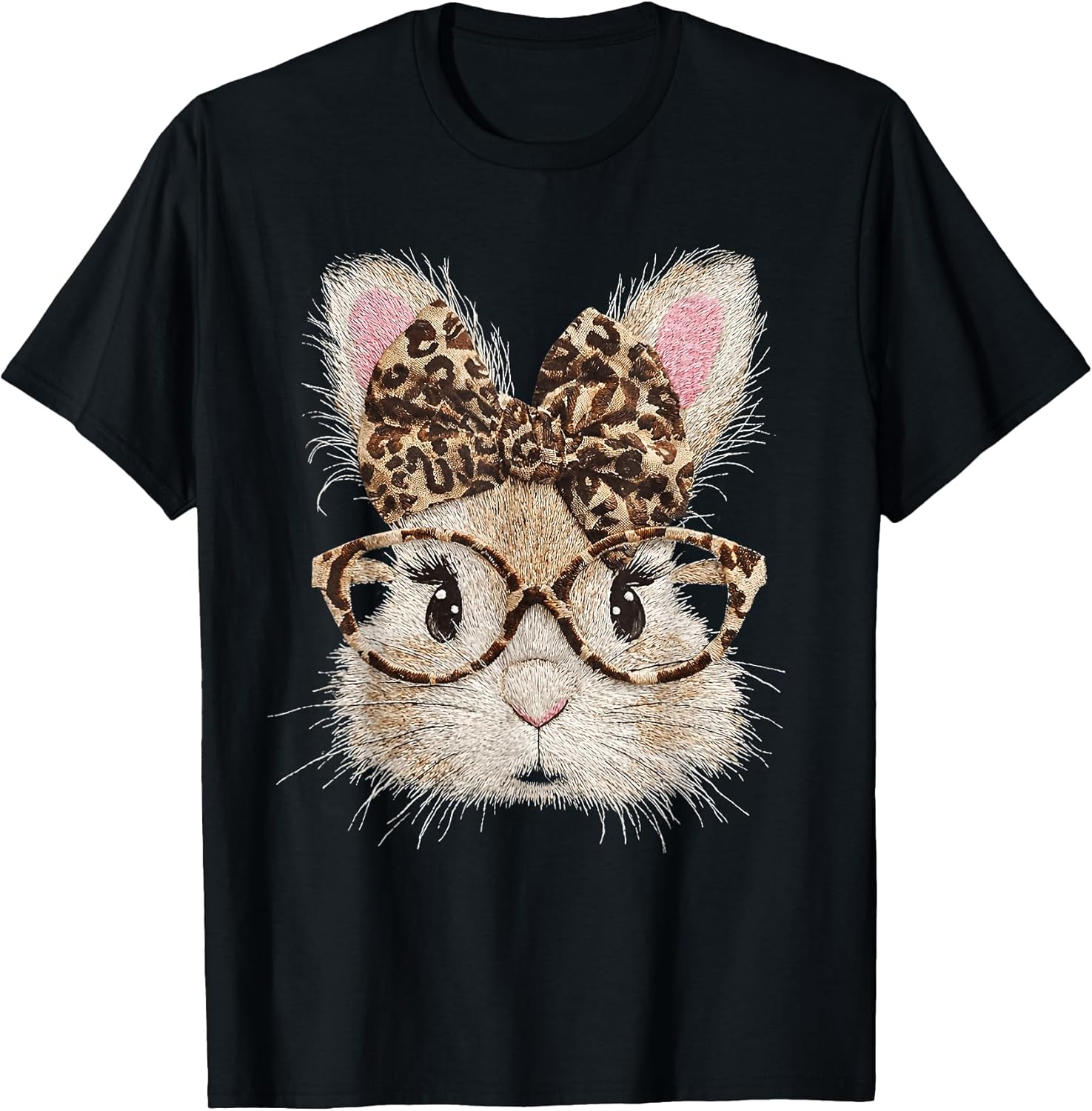 Bunny Face Glasses Bandana Leopard Rabbit Easter Unisex T-shirt, Sweatshirt, Hoodie, Long Sleeve Tee - T-Shirt, Sweatshirt, Hoodie