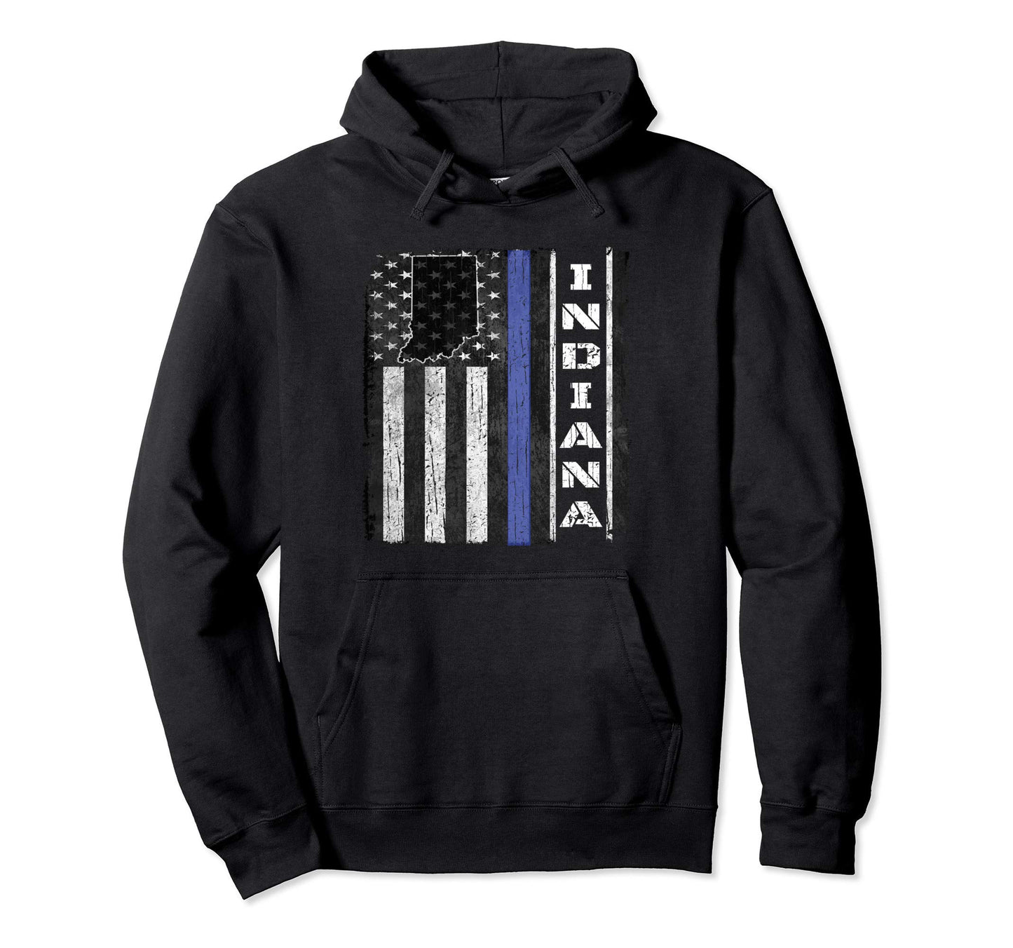 Indiana Thin Blue Line Police Flag Cop Hoodie - Streetwear Style Unisex - T-Shirt, Sweatshirt, Hoodie