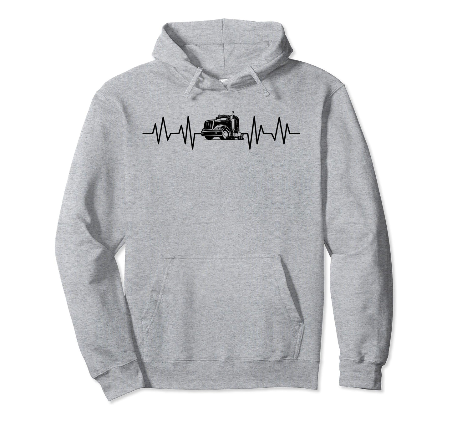 Truck Driver Heartbeat Trucking Dad Hoodie - Novelty Apparel Men Women - T-Shirt, Sweatshirt, Hoodie