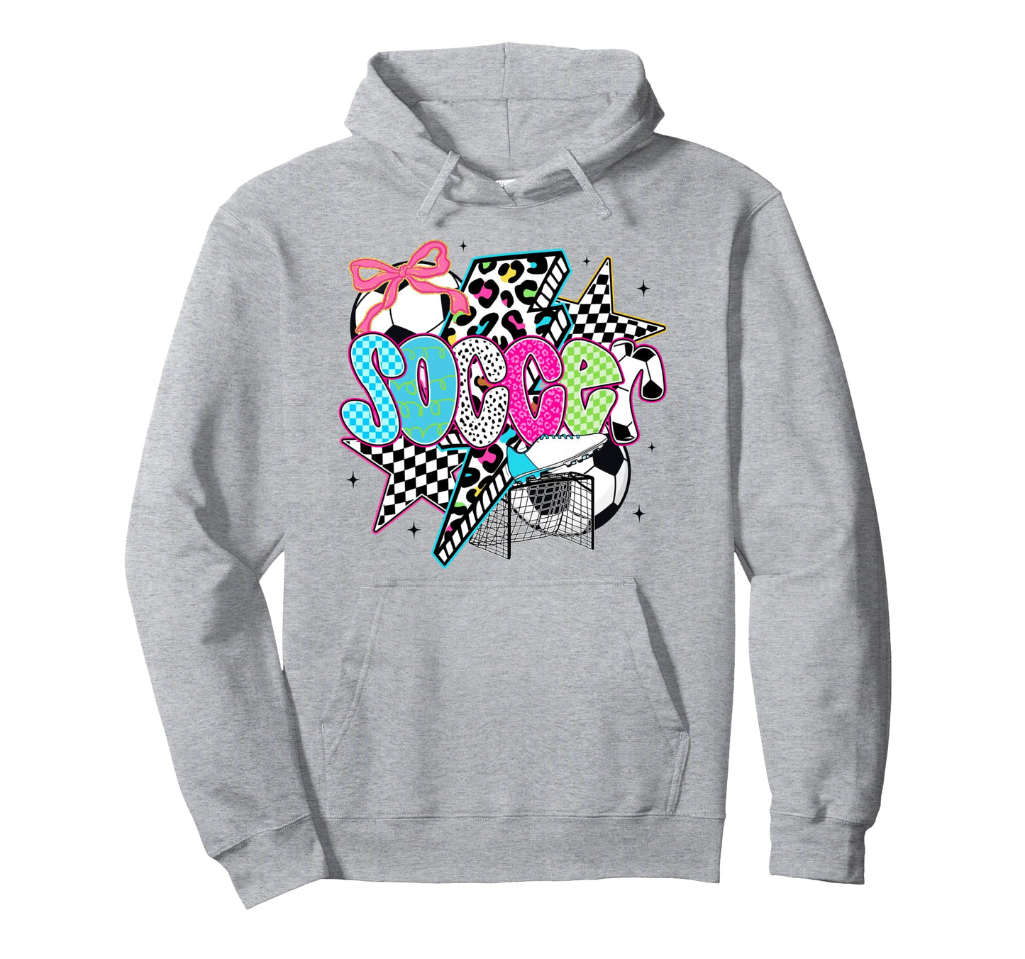 Soccer Coquette Bow Game Day Sports Hoodie - Novelty Apparel for Adults - T-Shirt, Sweatshirt, Hoodie