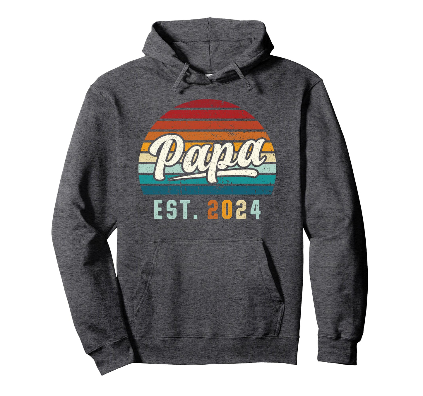 Papa Est 2024 New Dad First Time Hoodie - Aesthetic Graphic for Adults - T-Shirt, Sweatshirt, Hoodie