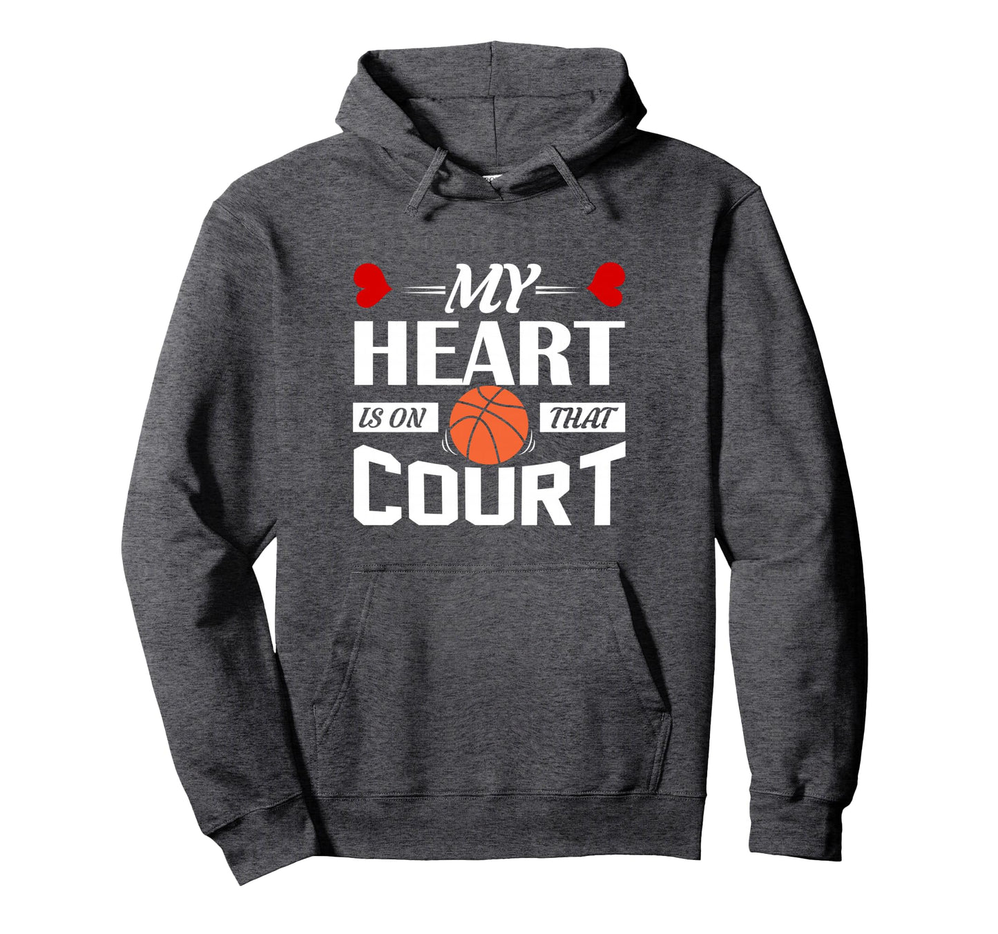 My Heart Is That Court Basketball Mom Hoodie - Unique Graphic for Adults - T-Shirt, Sweatshirt, Hoodie