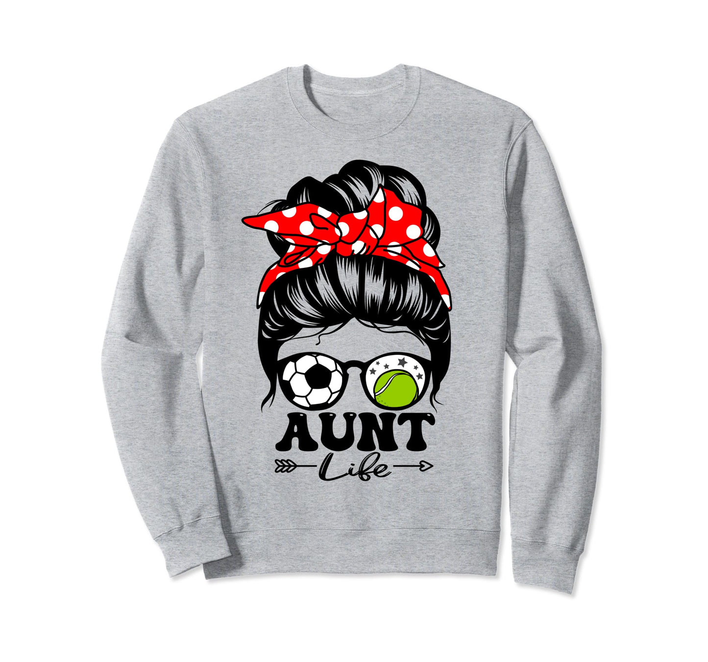 Aunt Life Messy Bun Hair Funny Soccer Sweatshirt - Minimalist Print Unisex - T-Shirt, Sweatshirt, Hoodie
