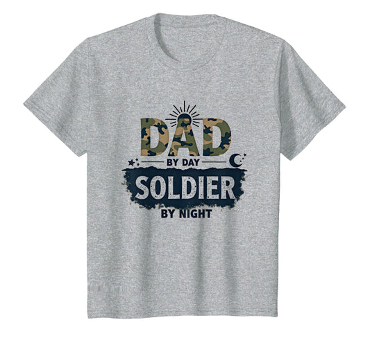 Army Dad Day Dad Night Soldier T-Shirt - Minimalist Print Unisex - T-Shirt, Sweatshirt, Hoodie
