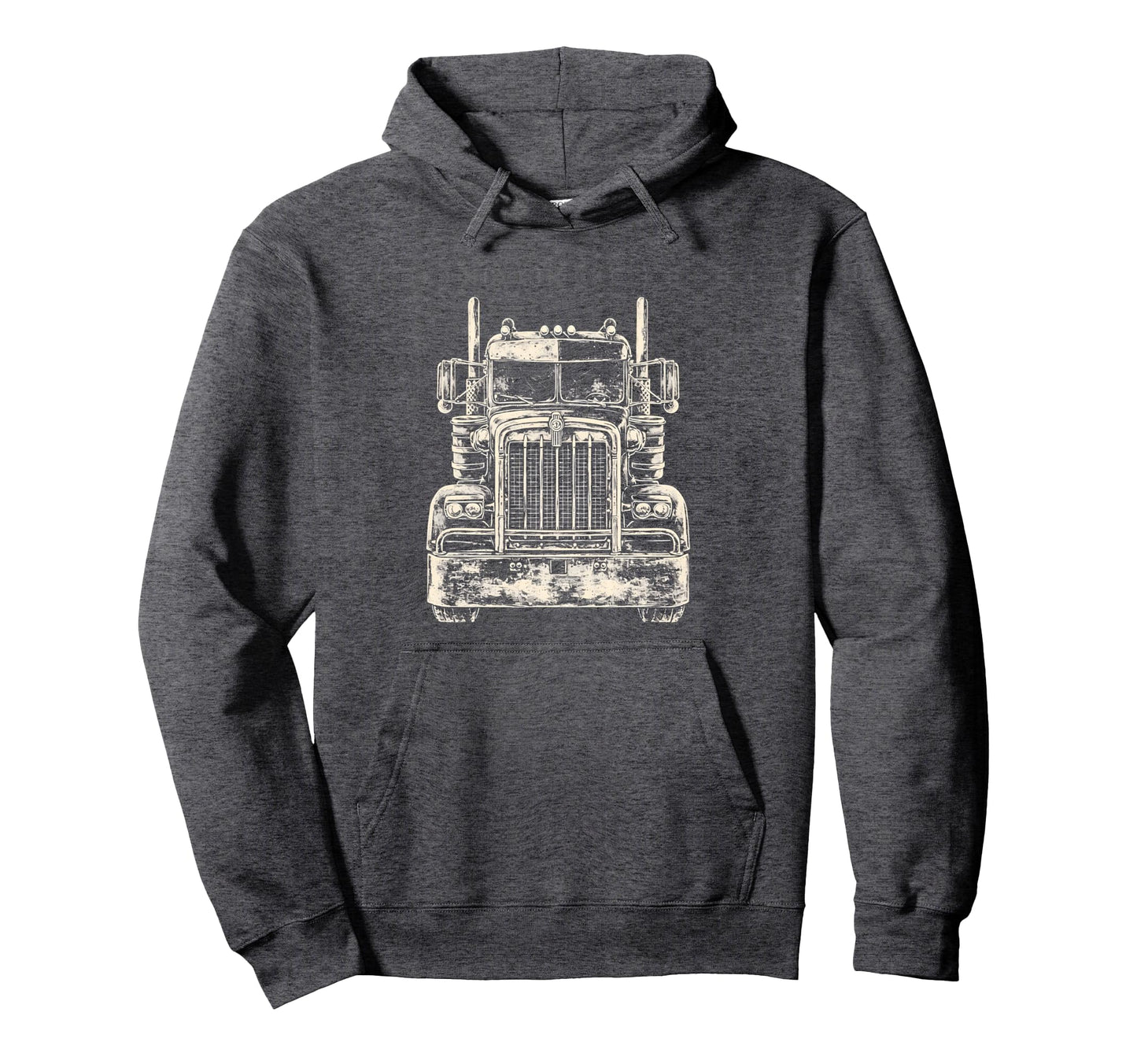 Frontal Semi Truck Trucker Hoodie - Trendy Graphic Men Women - T-Shirt, Sweatshirt, Hoodie