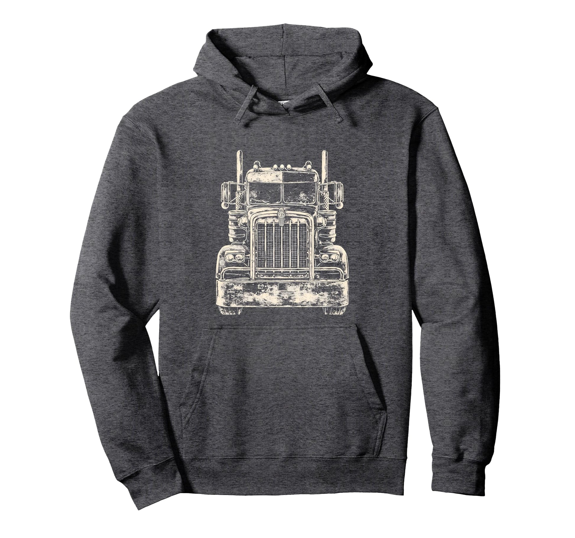 Frontal Semi Truck Trucker Hoodie - Trendy Graphic Men Women - T-Shirt, Sweatshirt, Hoodie