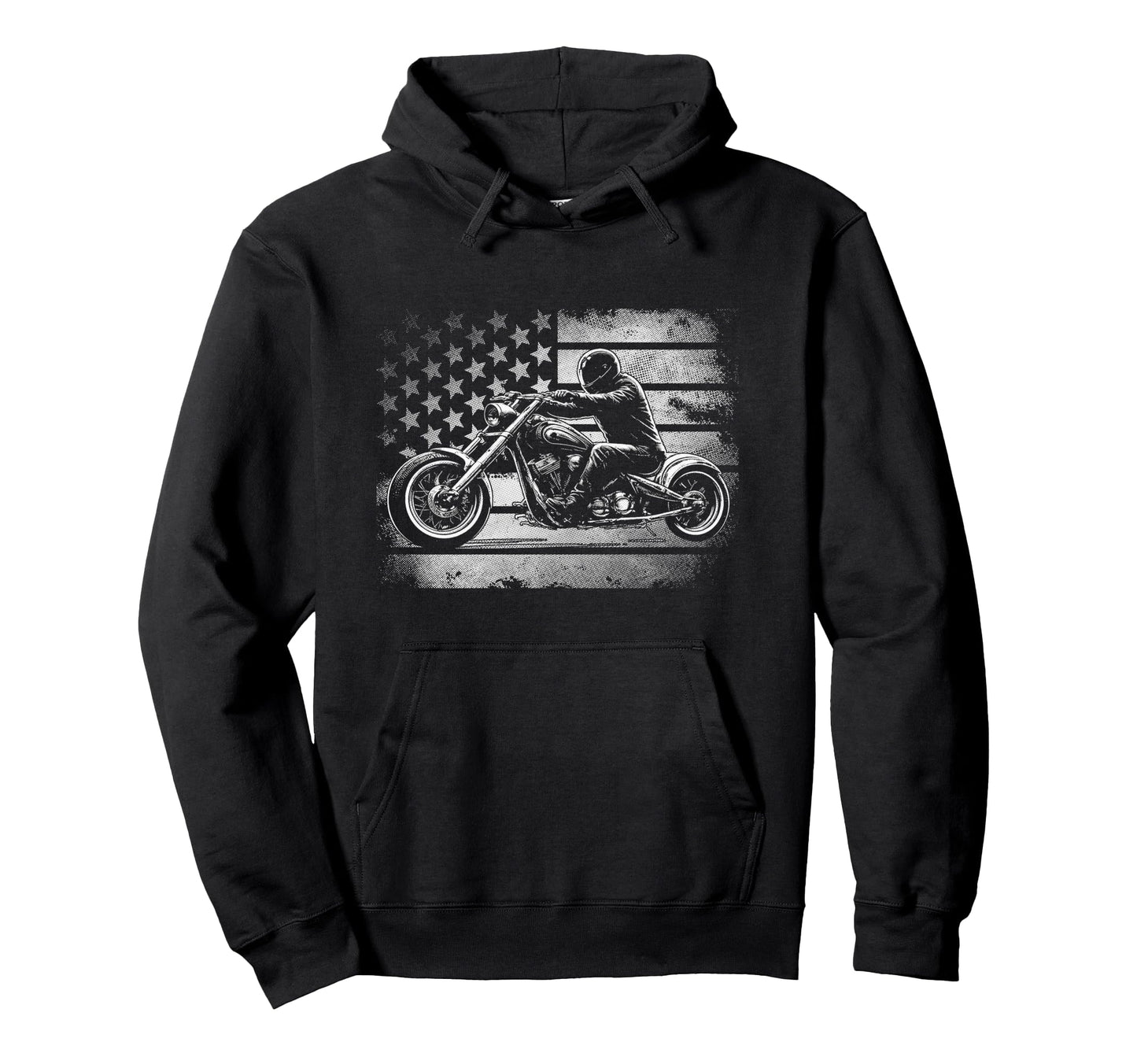 Motorcycle Usa Flag Biker Hoodie - Unique Graphic Men Women - T-Shirt, Sweatshirt, Hoodie