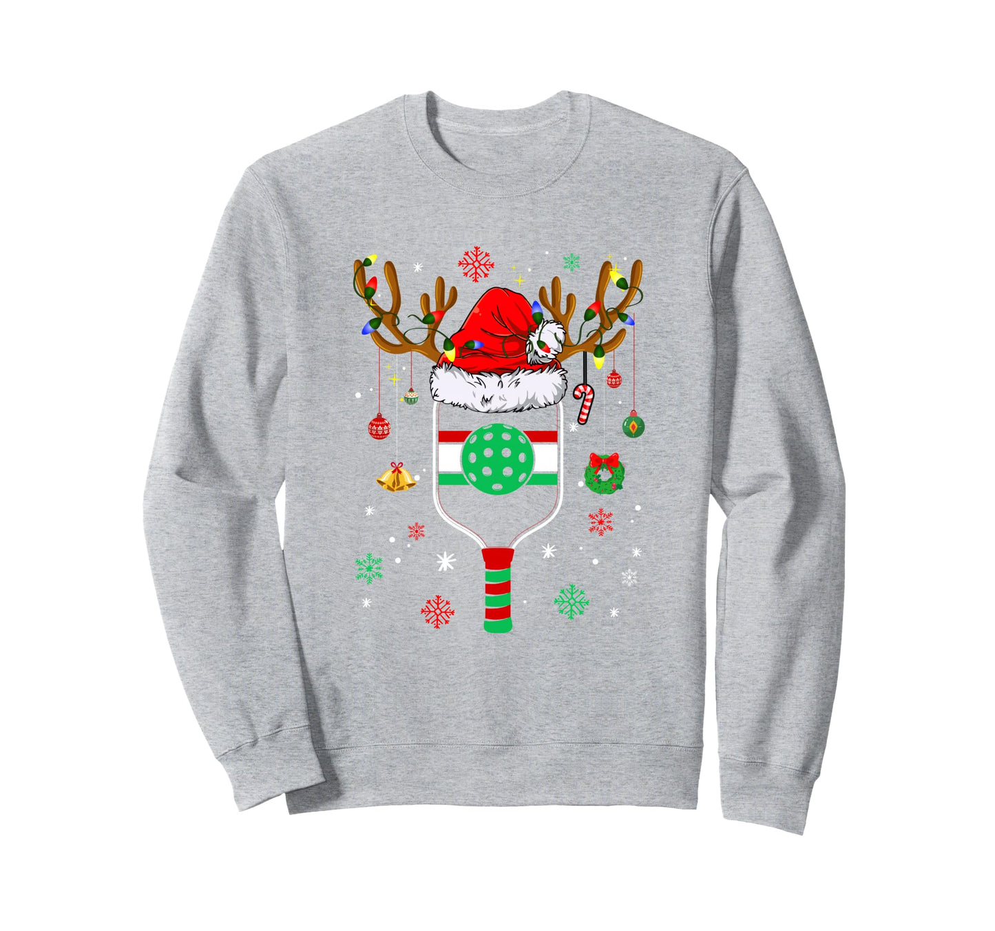 Pickleball Player Holiday Reindeer Sweatshirt - Unique Graphic Unisex - T-Shirt, Sweatshirt, Hoodie