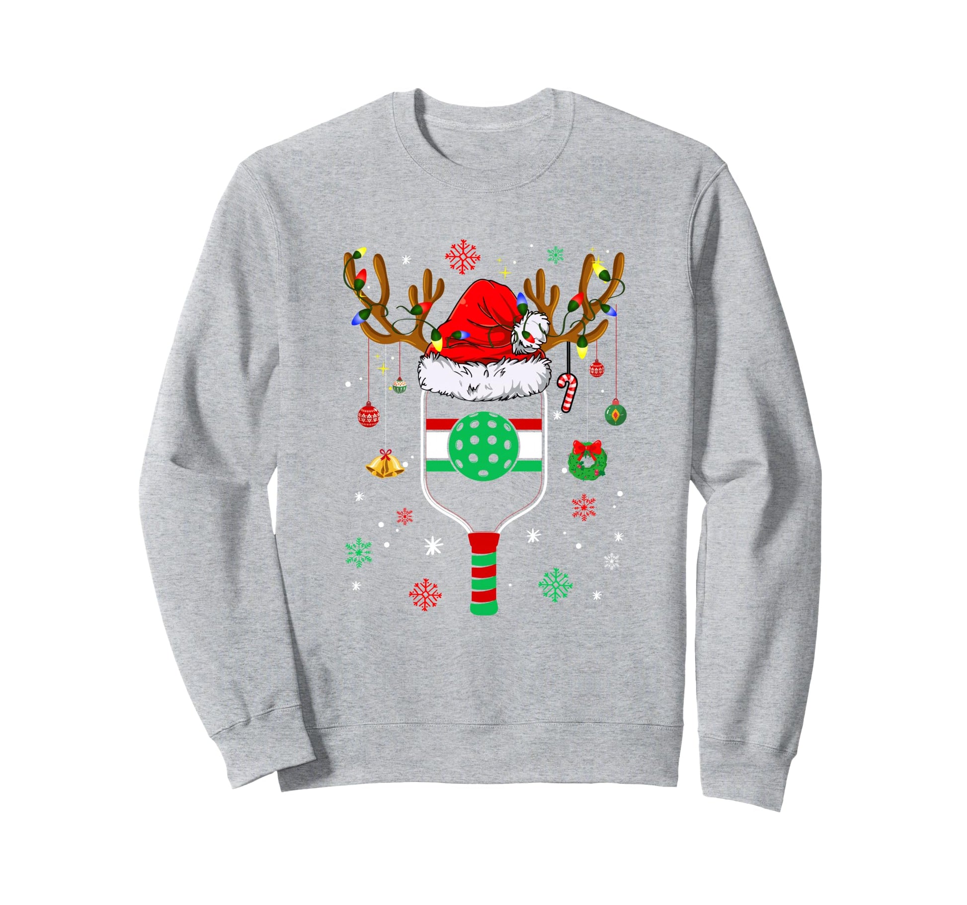 Pickleball Player Holiday Reindeer Sweatshirt - Unique Graphic Unisex - T-Shirt, Sweatshirt, Hoodie