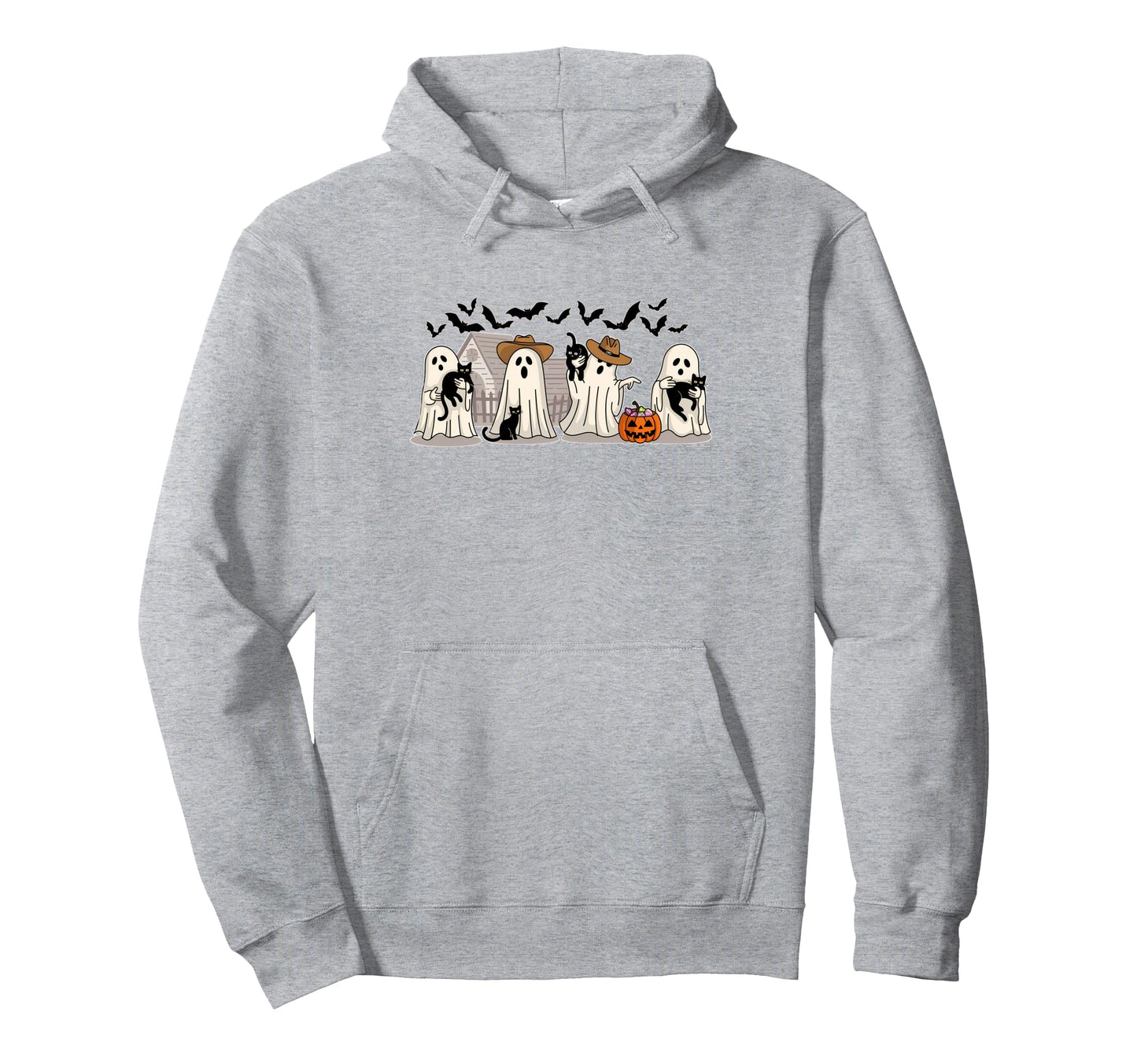 Black Cat Halloween Cowboy Ghost Hoodie - Fun Novelty Design Unisex - T-Shirt, Sweatshirt, Hoodie