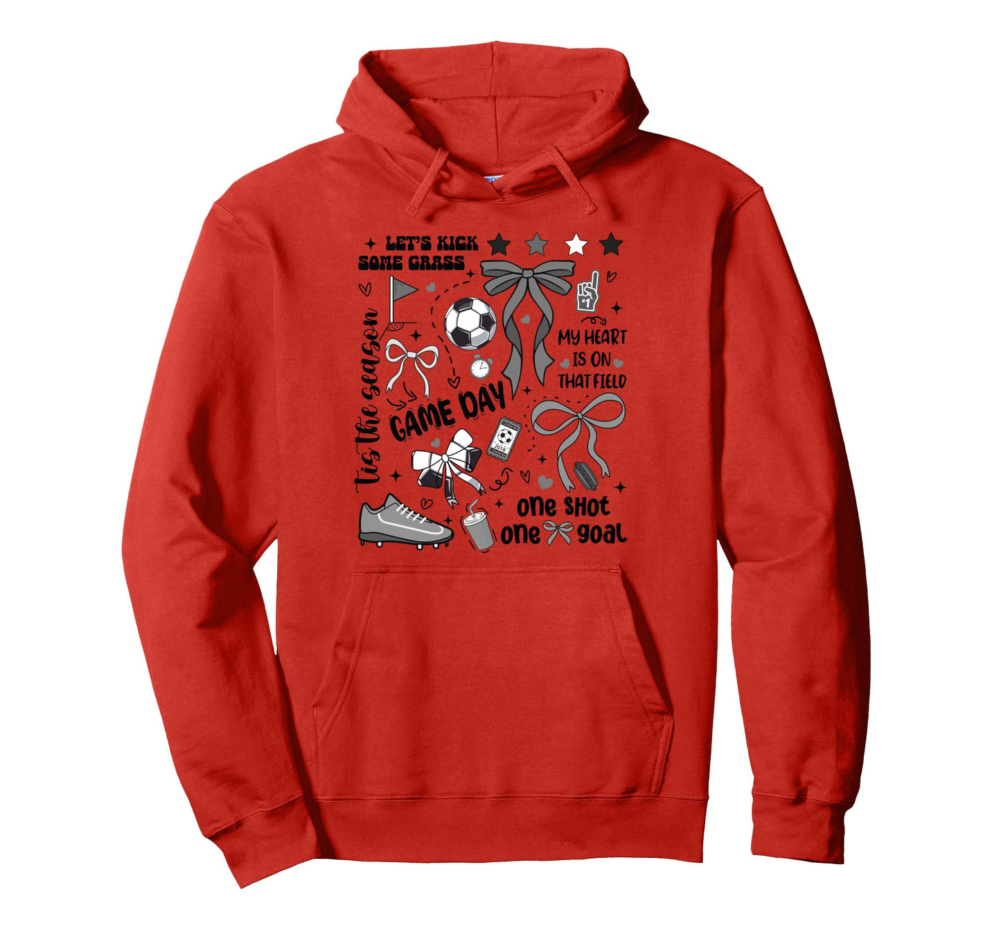 Soccer Mom Daughter Son Heart Field Hoodie - Minimalist Print for Adults - T-Shirt, Sweatshirt, Hoodie