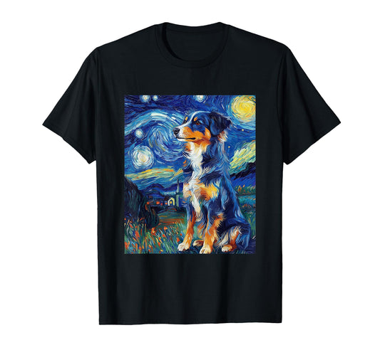 Australian Shepherd Dog Van Gogh T-Shirt - Streetwear Style for Adults - T-Shirt, Sweatshirt, Hoodie