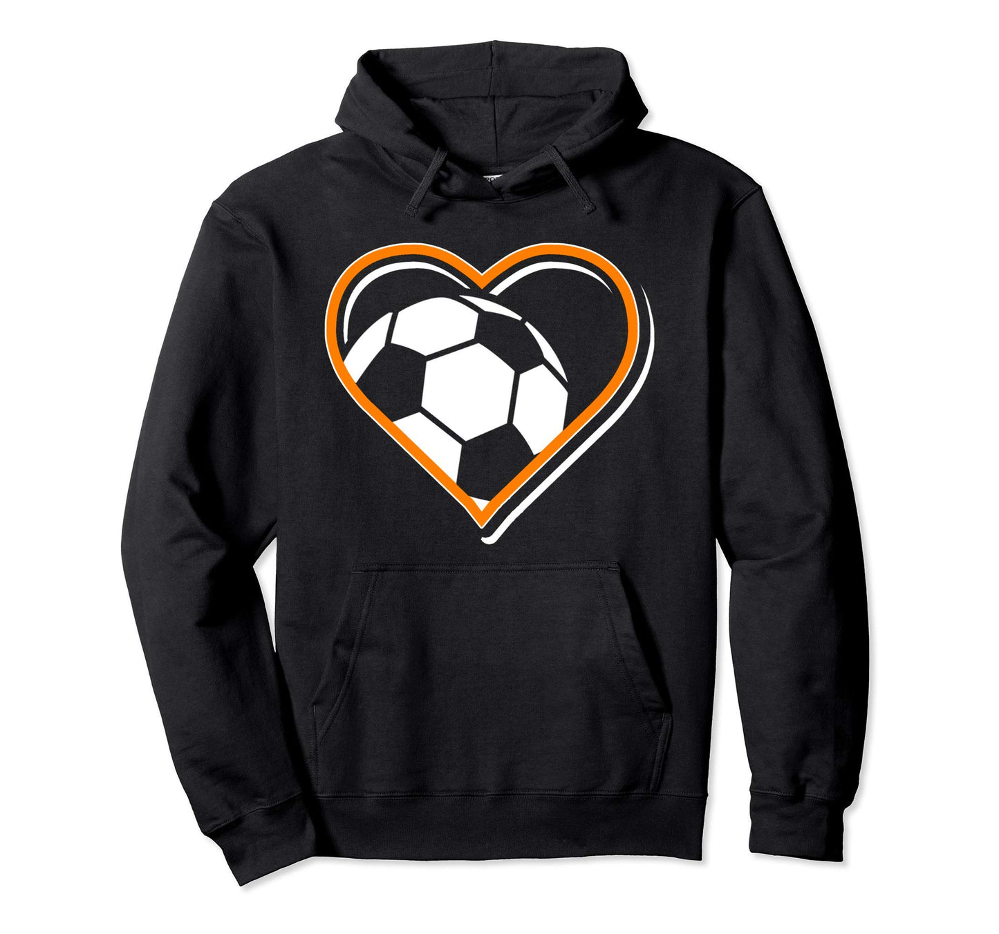 Orange Soccer Heart Soccer Lovers Hoodie - Aesthetic Graphic Men Women - T-Shirt, Sweatshirt, Hoodie