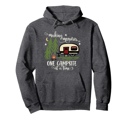 Awesome Making Memories One Campsite Hoodie - Trendy Graphic for Adults - T-Shirt, Sweatshirt, Hoodie