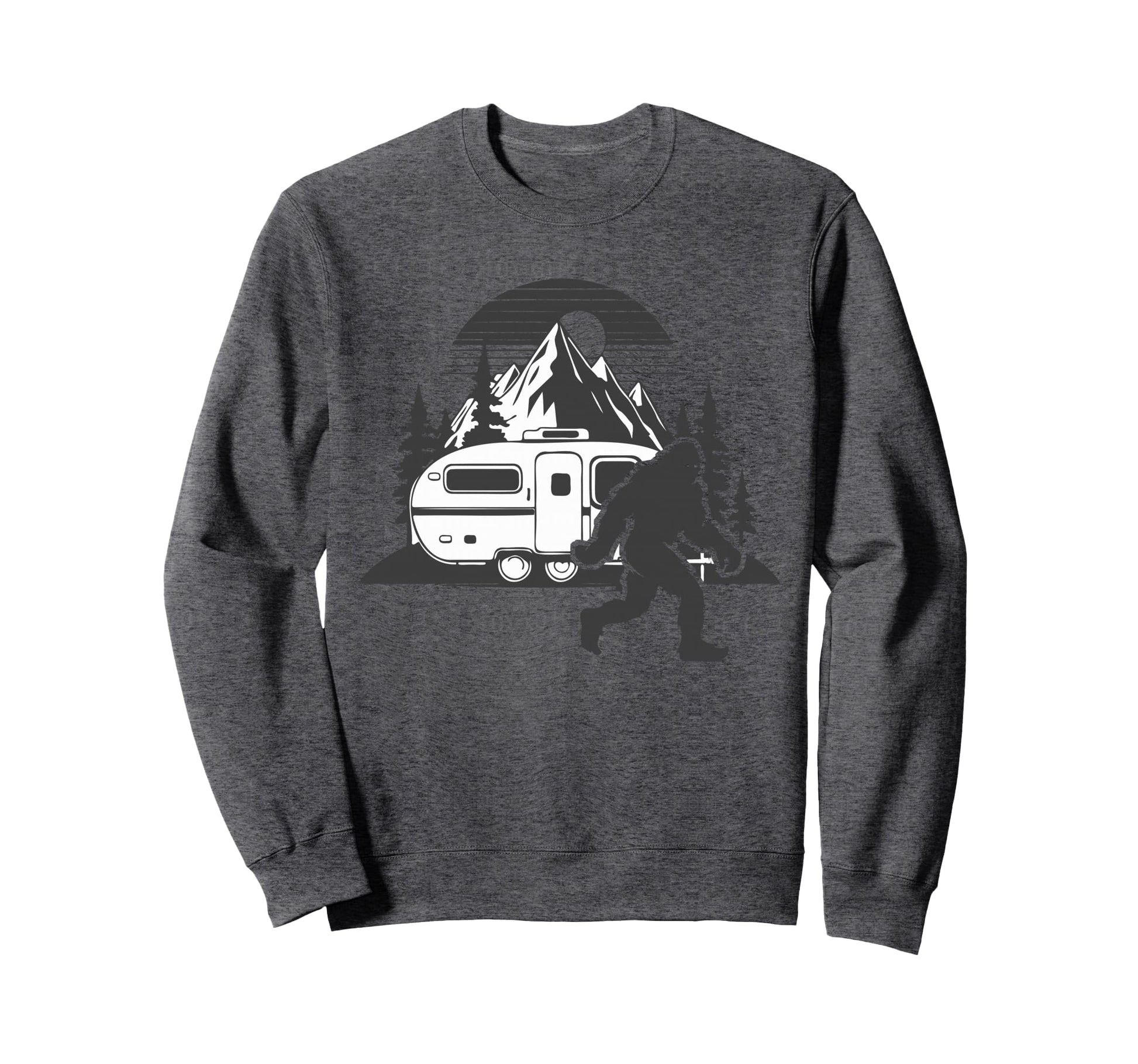 Sasquatch Funny Camping Rv Tent Happy Sweatshirt - Minimalist Print Unisex - T-Shirt, Sweatshirt, Hoodie
