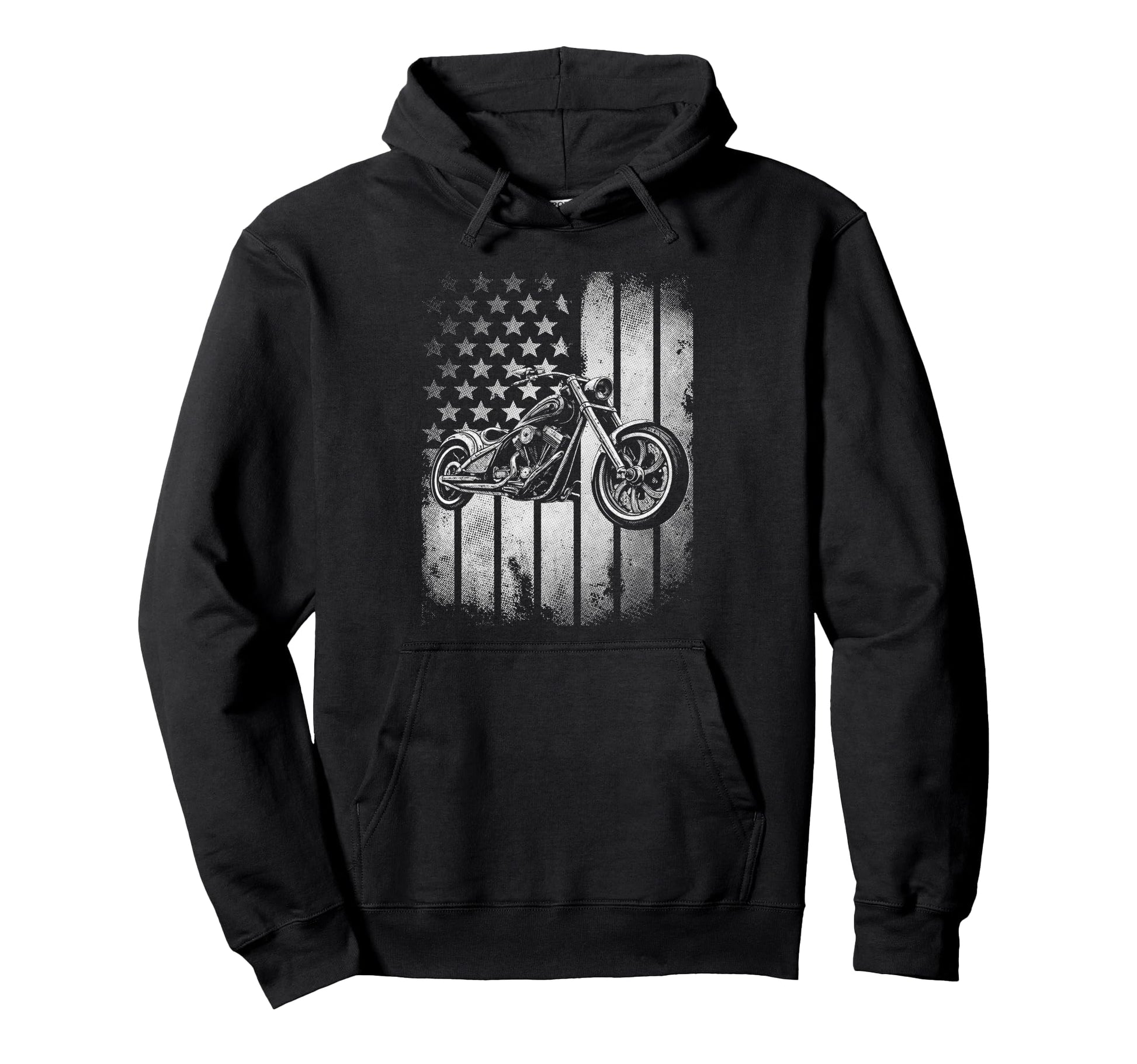 Motorcycle Usa Flag Biker Hoodie - Trendy Graphic Unisex - T-Shirt, Sweatshirt, Hoodie
