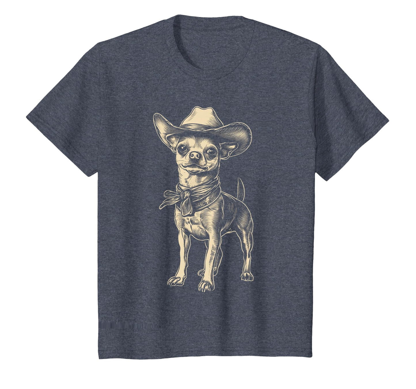 Chihuahua Wearing Cowboy Hat Funny T-Shirt - Minimalist Print Unisex - T-Shirt, Sweatshirt, Hoodie