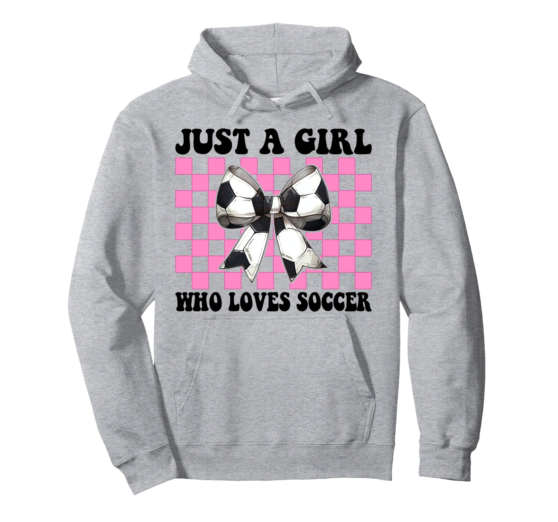 Just Who Loves Soccer Coquette Bow Hoodie - Novelty Apparel for Adults - T-Shirt, Sweatshirt, Hoodie