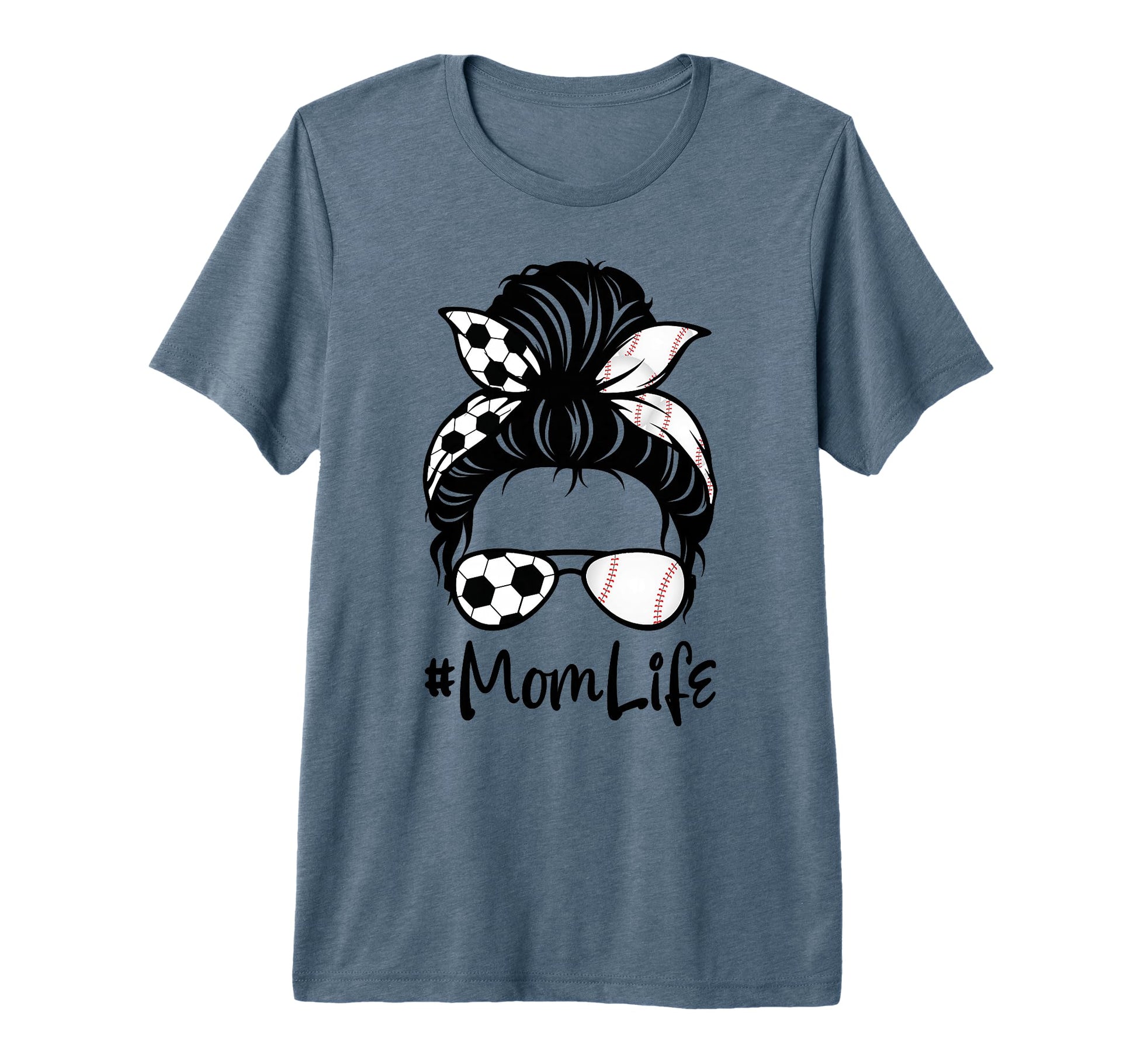 Womens Mom Life Soccer Messy Bun T-Shirt - Custom Art Print Unisex - T-Shirt, Sweatshirt, Hoodie