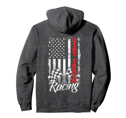 American Flag Dirt Track Racing Car Hoodie - Custom Art Print Men Women - T-Shirt, Sweatshirt, Hoodie