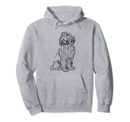 Bearded Collie Dog Line Art Hoodie - Streetwear Style for Adults - T-Shirt, Sweatshirt, Hoodie
