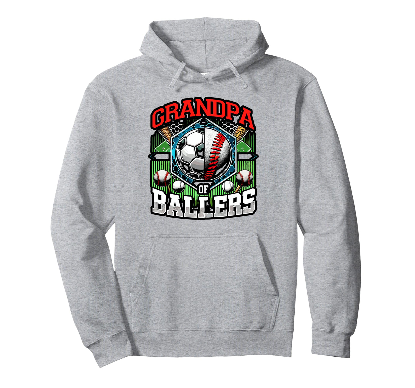 Grandpa Ballers Soccer Baseball Player Hoodie - Custom Art Print Men Women - T-Shirt, Sweatshirt, Hoodie