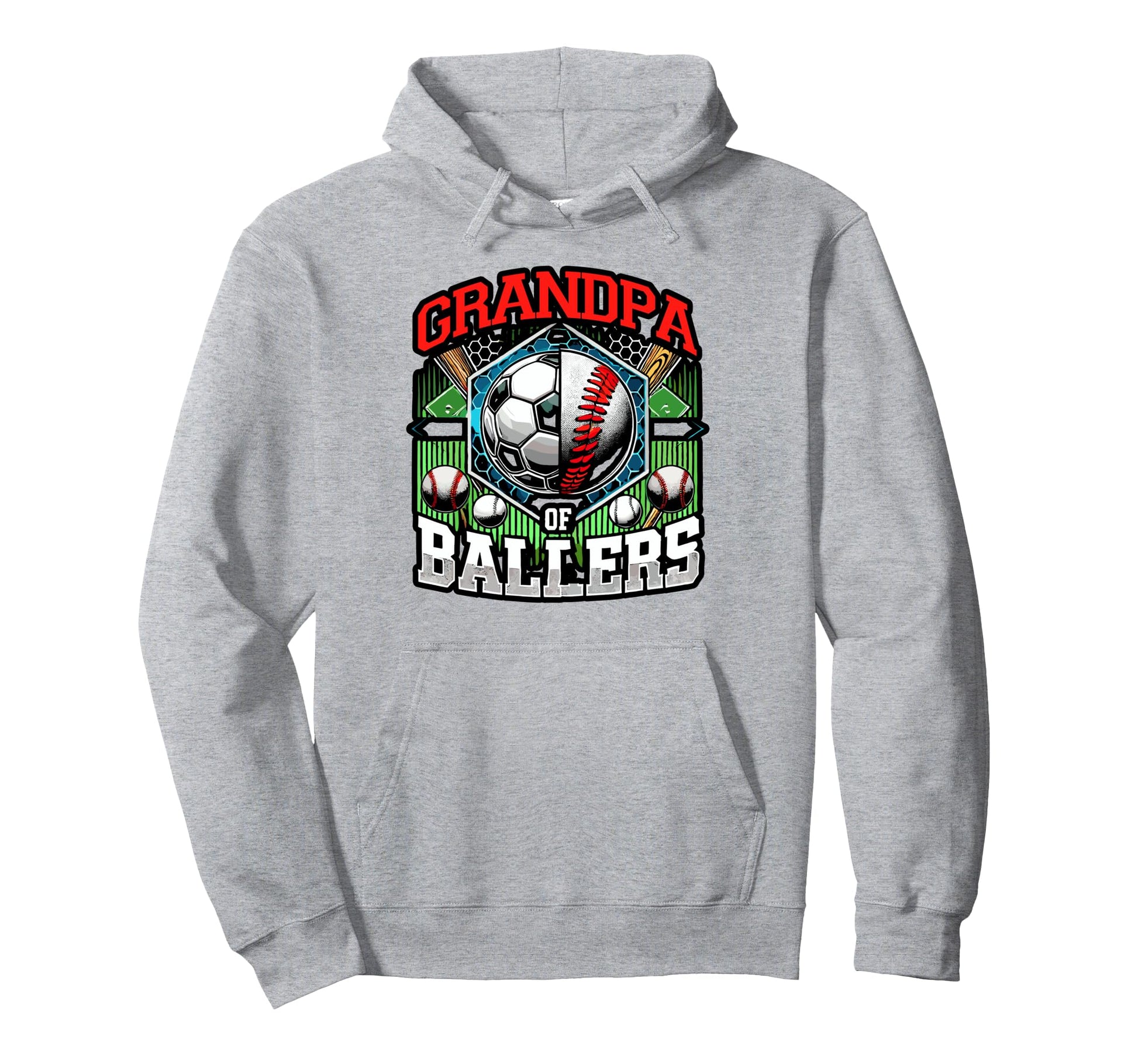 Grandpa Ballers Soccer Baseball Player Hoodie - Custom Art Print Men Women - T-Shirt, Sweatshirt, Hoodie