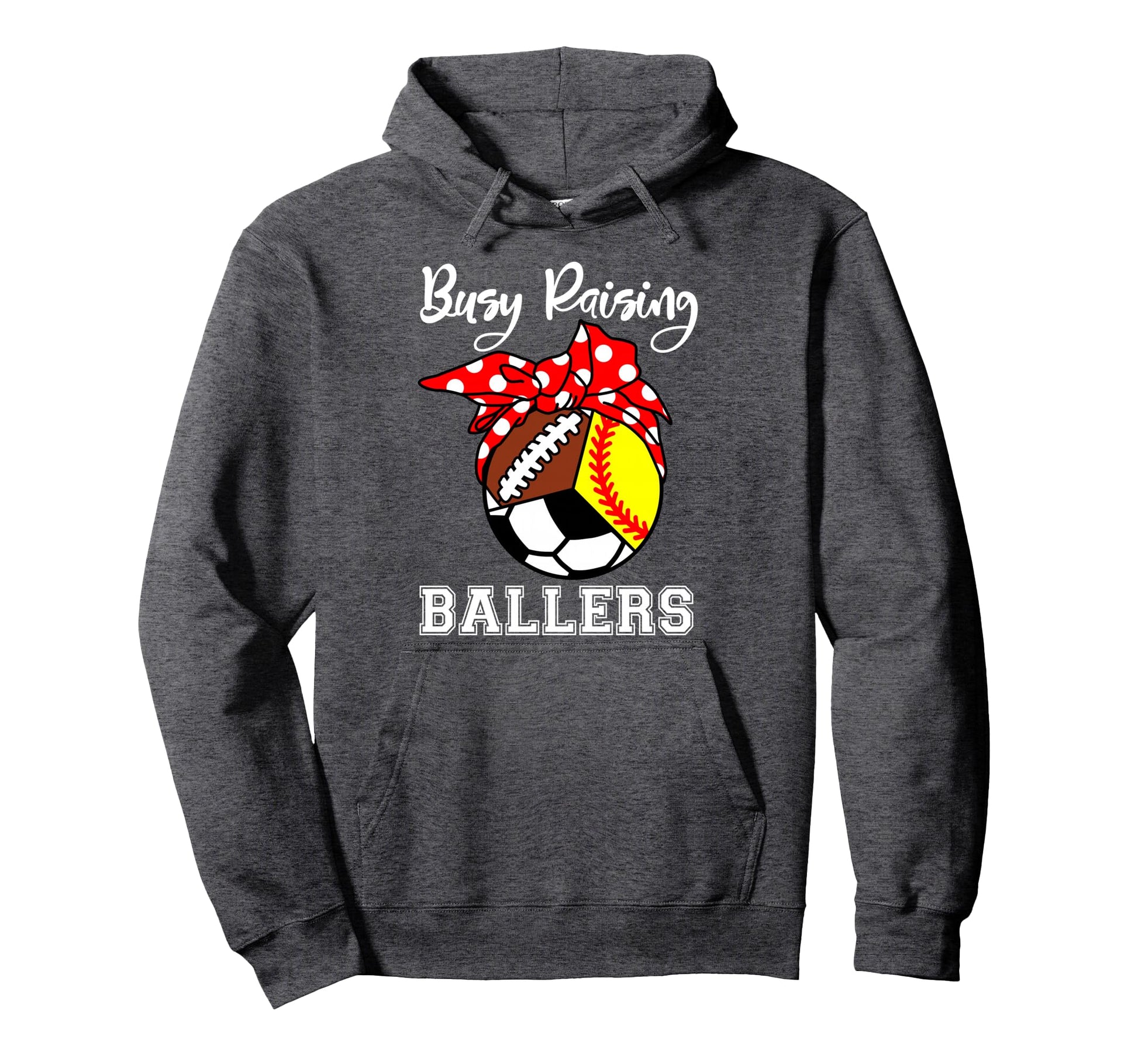 Busy Raising Ballers Funny Softball Hoodie - Minimalist Print Unisex - T-Shirt, Sweatshirt, Hoodie
