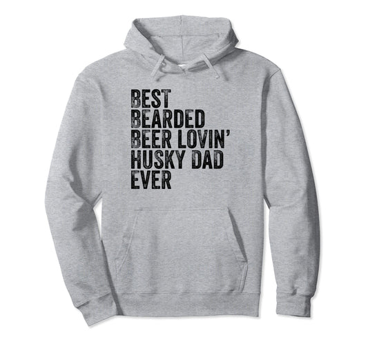Bearded Dad Beer Siberian Husky Lover Hoodie - Custom Art Print Unisex - T-Shirt, Sweatshirt, Hoodie