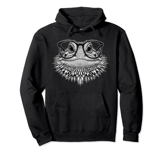 Bearded Dragon Nerdy Glasses Reptile Pet Hoodie - Trendy Graphic Unisex - T-Shirt, Sweatshirt, Hoodie