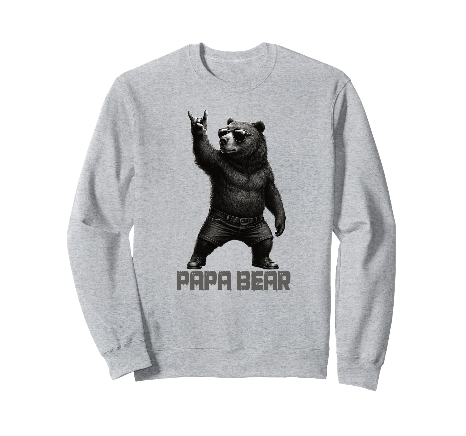 Papa Bear Grizzly Bear Rock Gesture Sweatshirt - Unique Graphic Men Women - T-Shirt, Sweatshirt, Hoodie