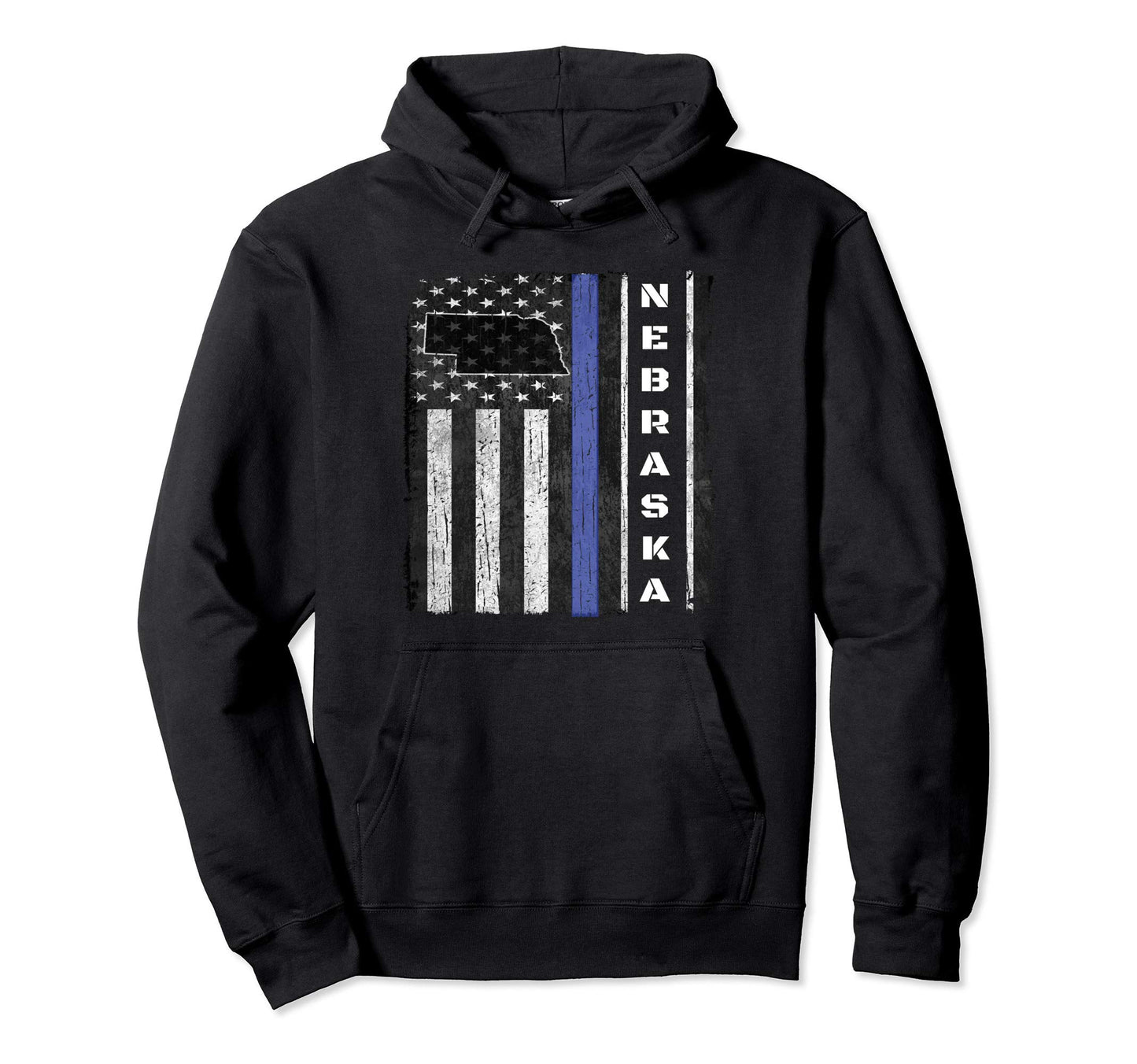Nebraska Thin Blue Line Police Week Flag Hoodie - Unique Graphic Unisex - T-Shirt, Sweatshirt, Hoodie