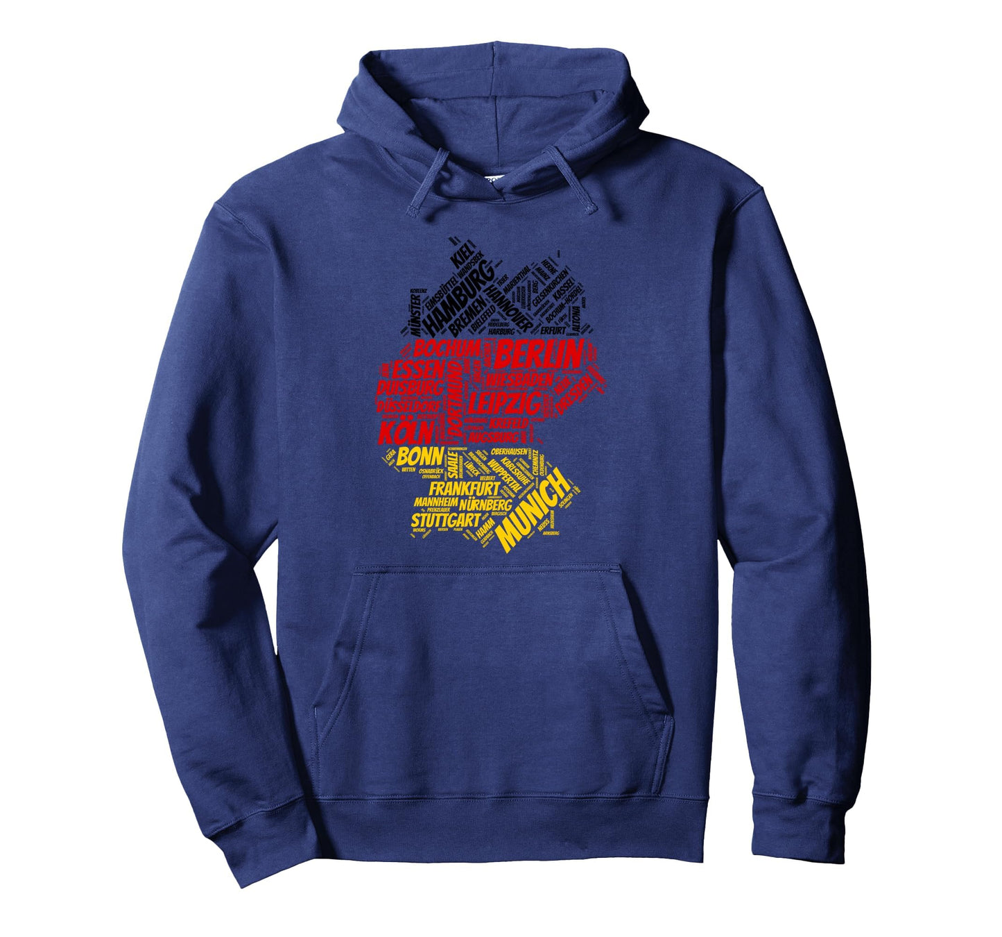 Germany Flag And Map City Names Word Hoodie - Minimalist Print for Adults - T-Shirt, Sweatshirt, Hoodie