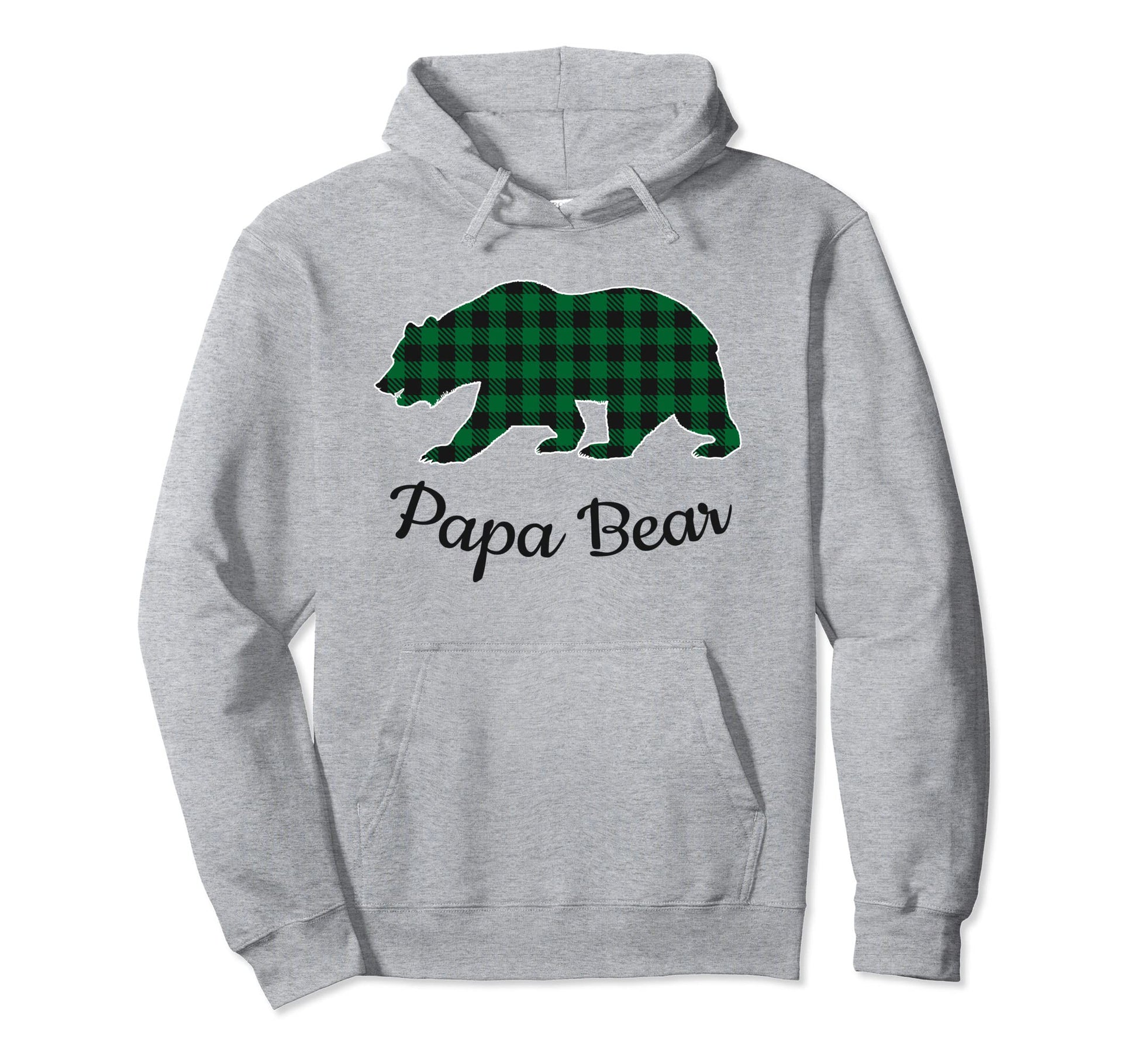 Papa Bear Pajama Green Buffalo Plaid Hoodie - Custom Art Print Men Women - T-Shirt, Sweatshirt, Hoodie