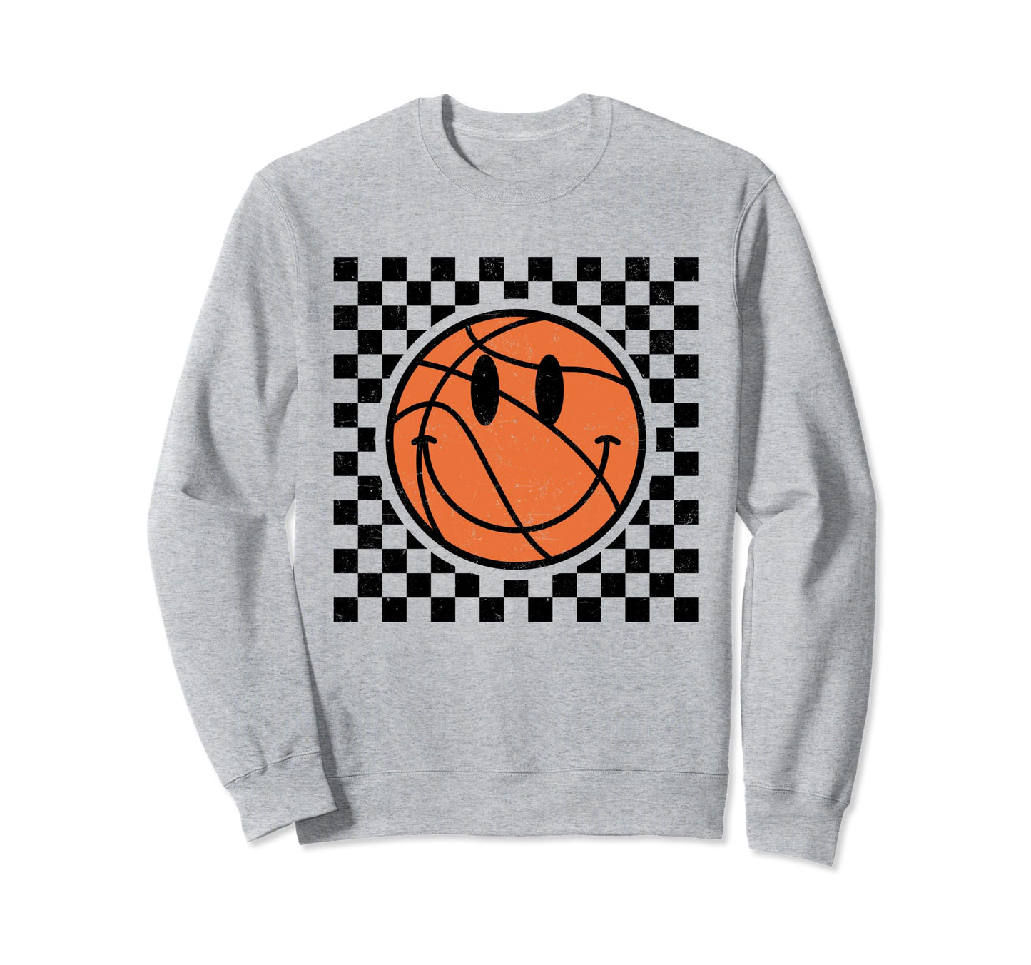 Game Day Basketball Smile Face Sweatshirt - Aesthetic Graphic Men Women - T-Shirt, Sweatshirt, Hoodie