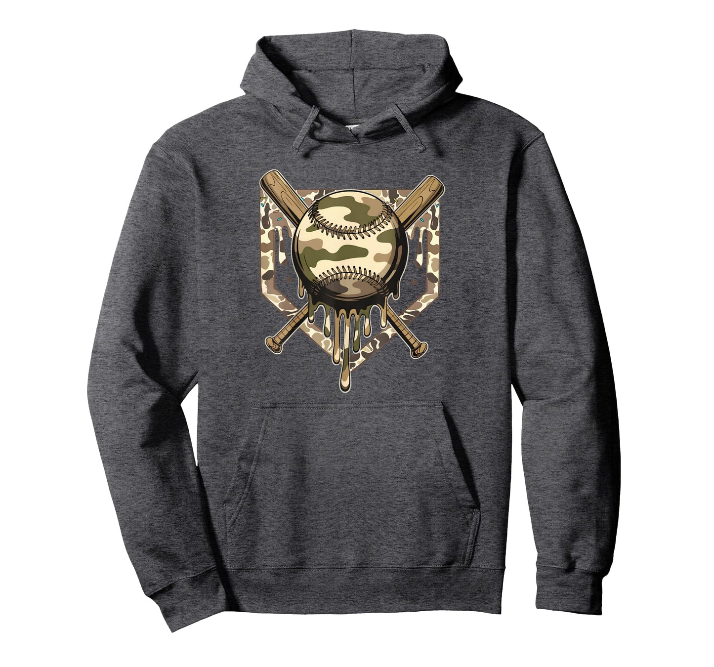 Dripping Baseball Camo Camouflage Hoodie - Aesthetic Graphic for Adults - T-Shirt, Sweatshirt, Hoodie