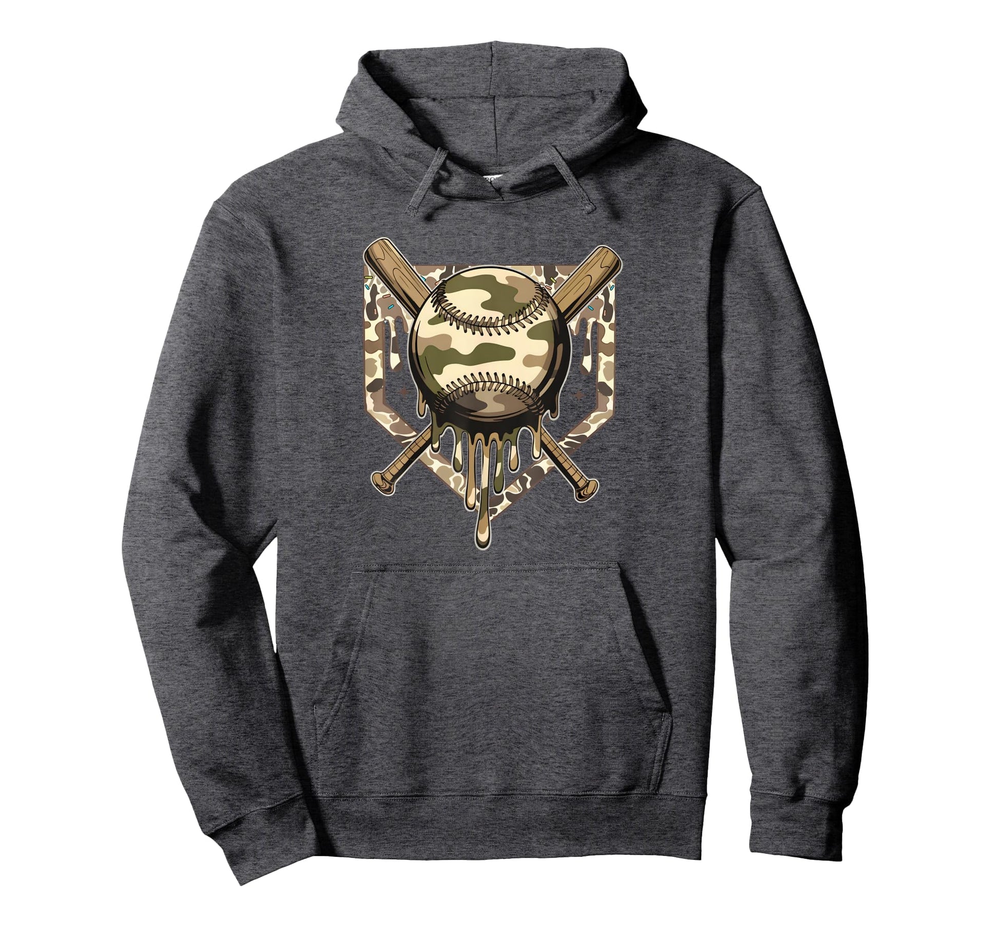 Dripping Baseball Camo Camouflage Hoodie - Aesthetic Graphic for Adults - T-Shirt, Sweatshirt, Hoodie
