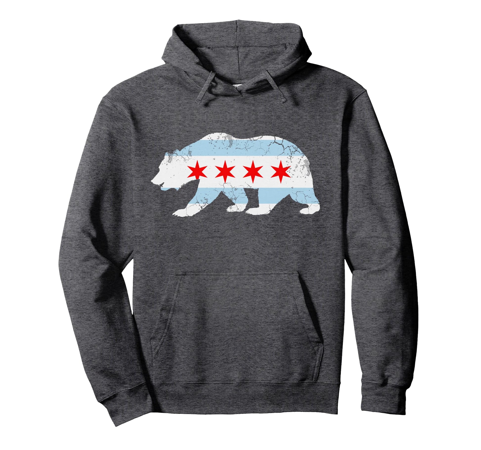 California Bear Chicago Flag Hoodie - Novelty Apparel for Adults - T-Shirt, Sweatshirt, Hoodie