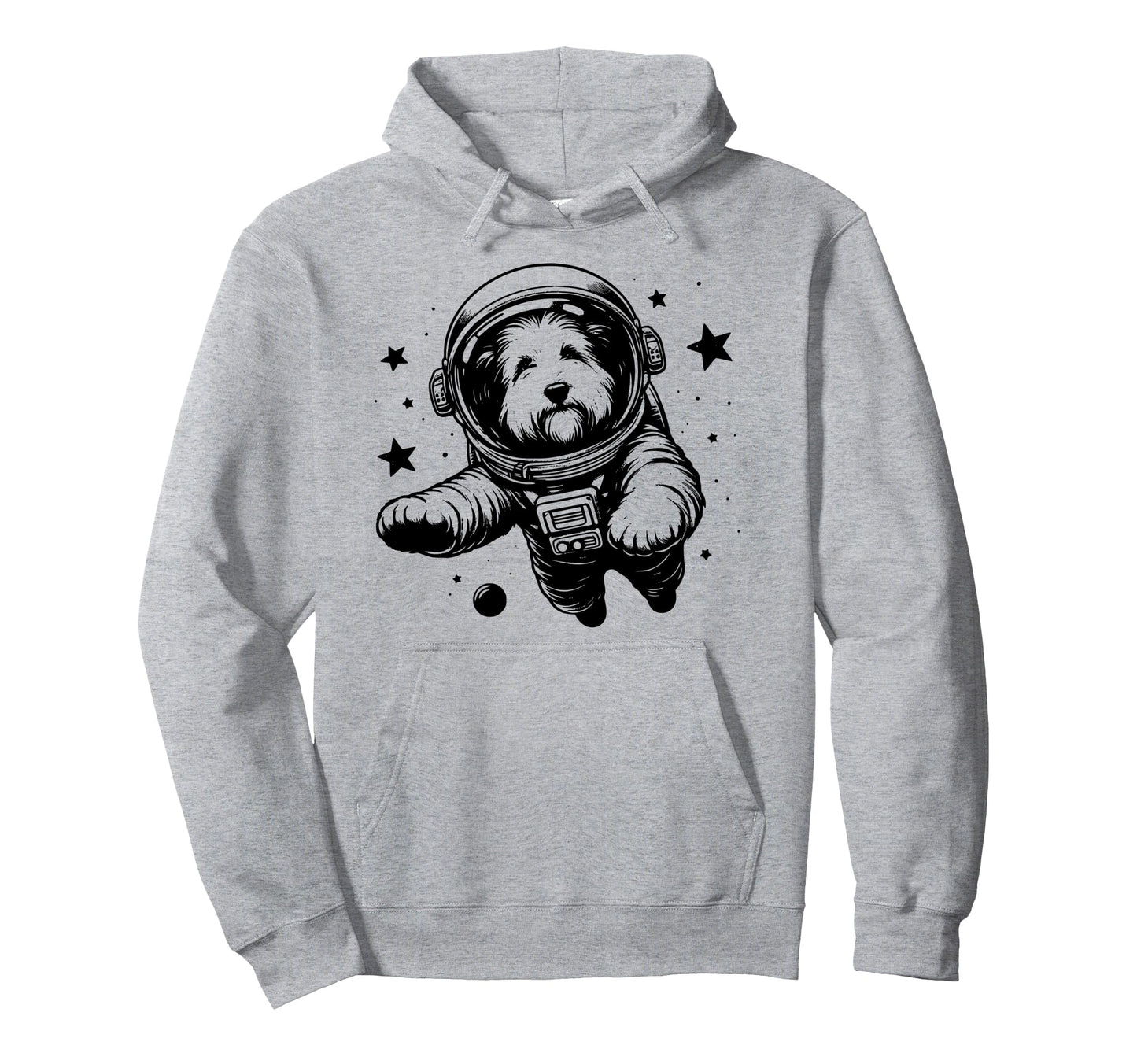 Dog Dad Mom Space Astronaut Bearded Collie Hoodie - Unique Graphic Unisex - T-Shirt, Sweatshirt, Hoodie
