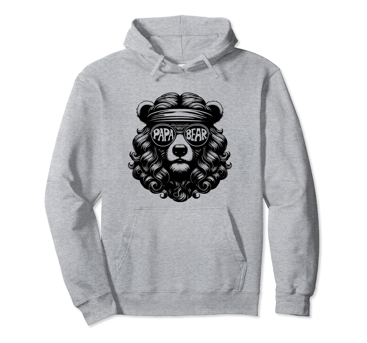 Papa Bear Face Fathers Day Grizzly 70S Hoodie - Unique Graphic Men Women - T-Shirt, Sweatshirt, Hoodie
