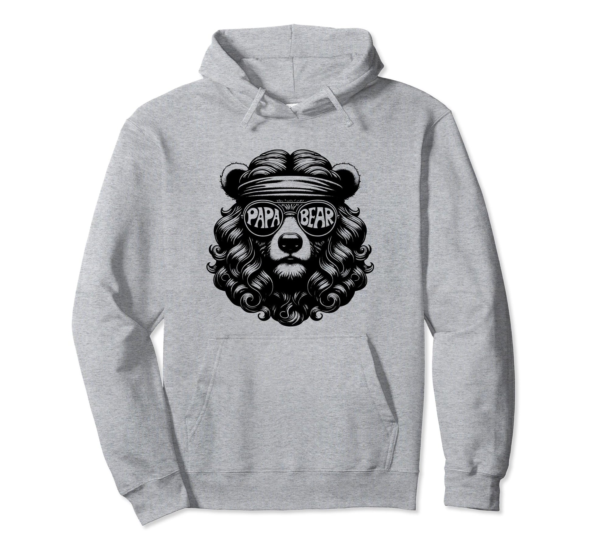 Papa Bear Face Fathers Day Grizzly 70S Hoodie - Unique Graphic Men Women - T-Shirt, Sweatshirt, Hoodie