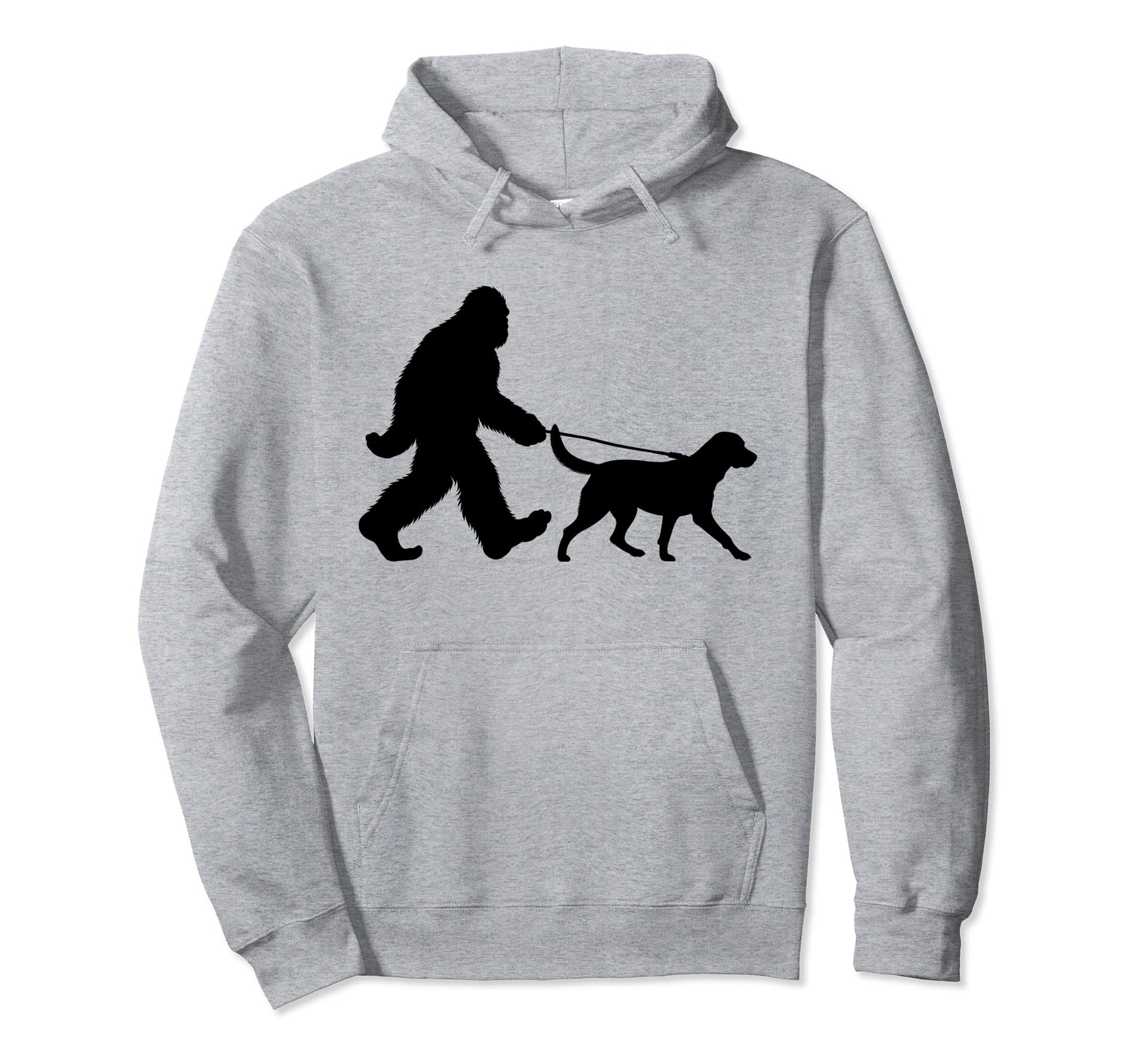 Bigfoot Walking Dog Funny Labrador Hoodie - Graphic Print for Adults - T-Shirt, Sweatshirt, Hoodie