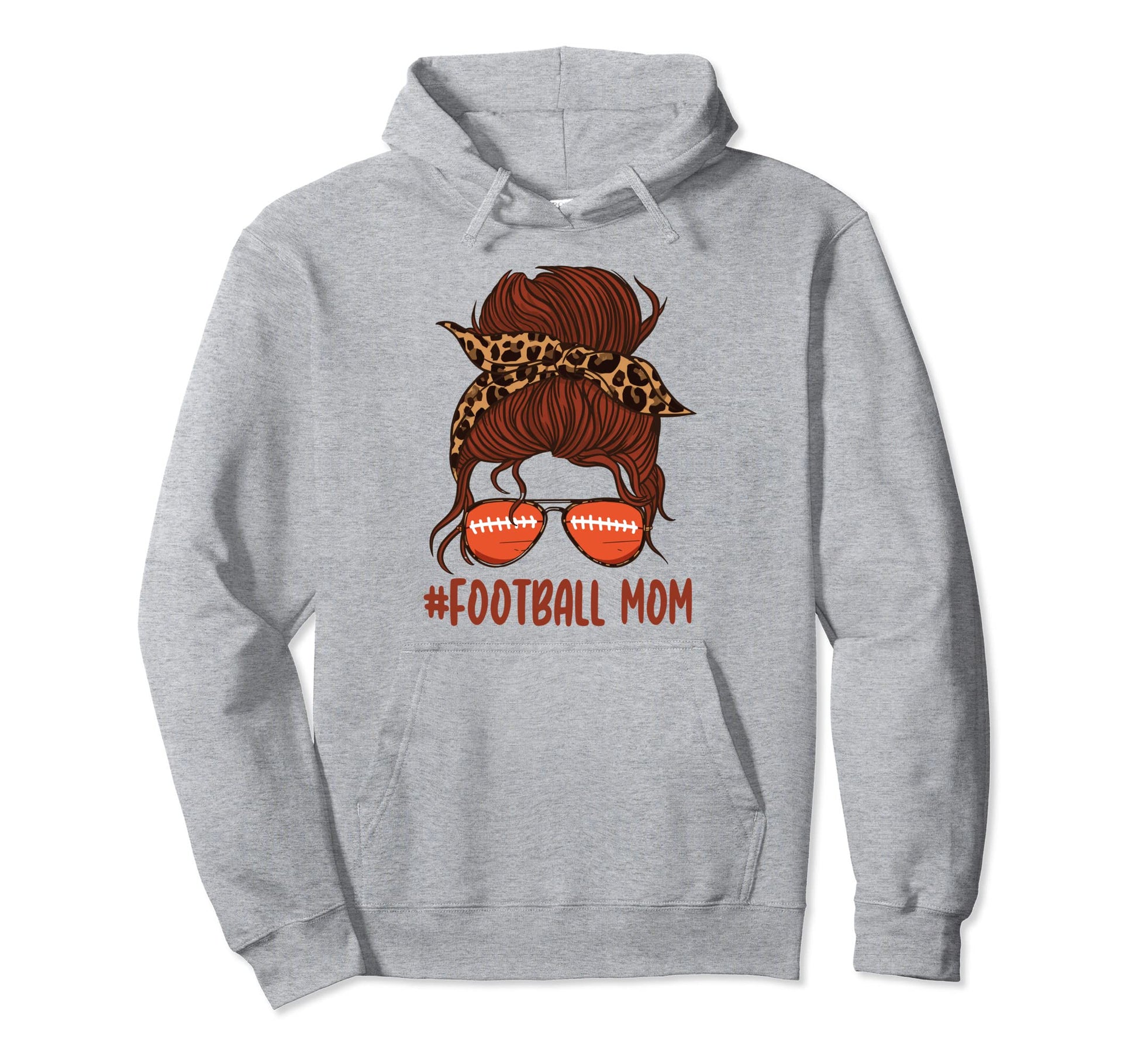 Messy Bun Football Mom Life Leopard Player Hoodie - Unique Graphic Unisex - T-Shirt, Sweatshirt, Hoodie