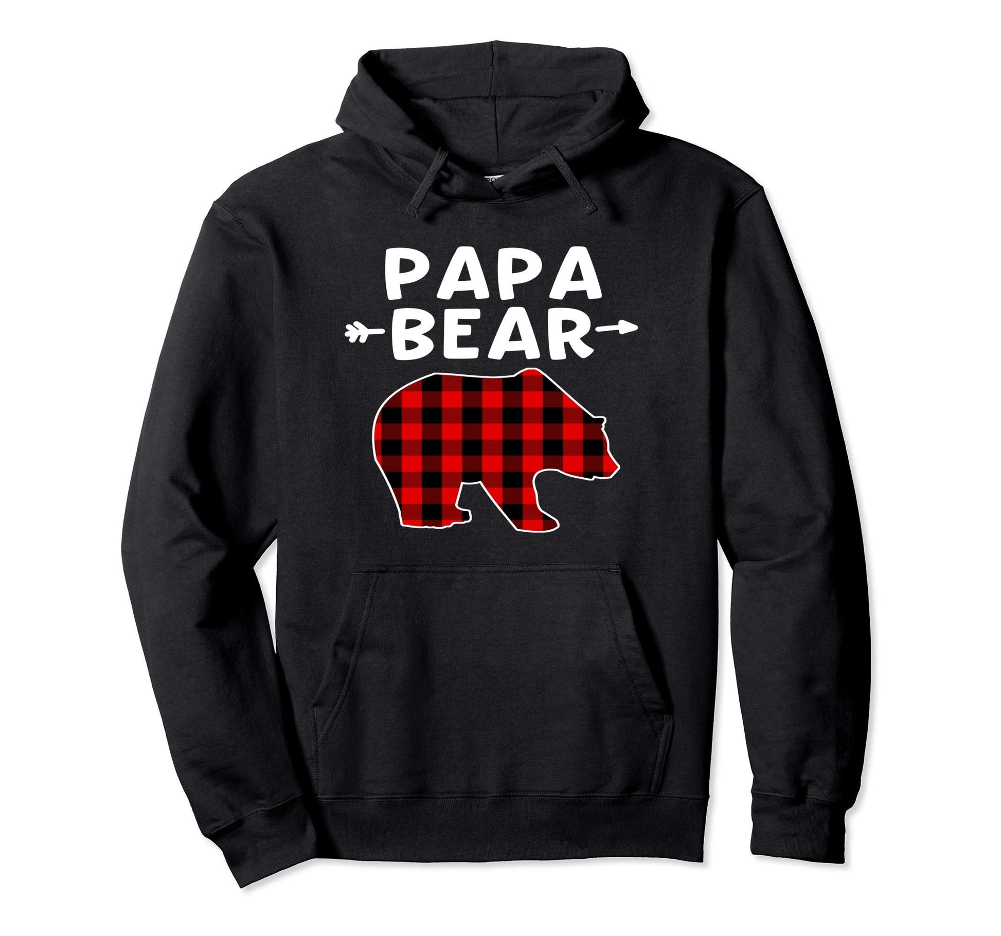 Papa Bear Black Red Plaid Bear Hoodie - Aesthetic Graphic Men Women - T-Shirt, Sweatshirt, Hoodie