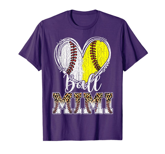 Ball Mimi Heart Baseball Softball T-Shirt - Fun Novelty Design Men Women - T-Shirt, Sweatshirt, Hoodie