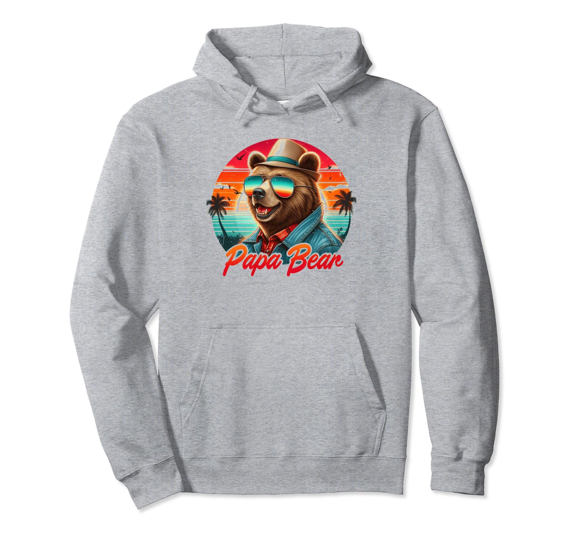 Papa Bear Sunglasses Funny Bear Dad Hoodie - Custom Art Print Unisex - T-Shirt, Sweatshirt, Hoodie