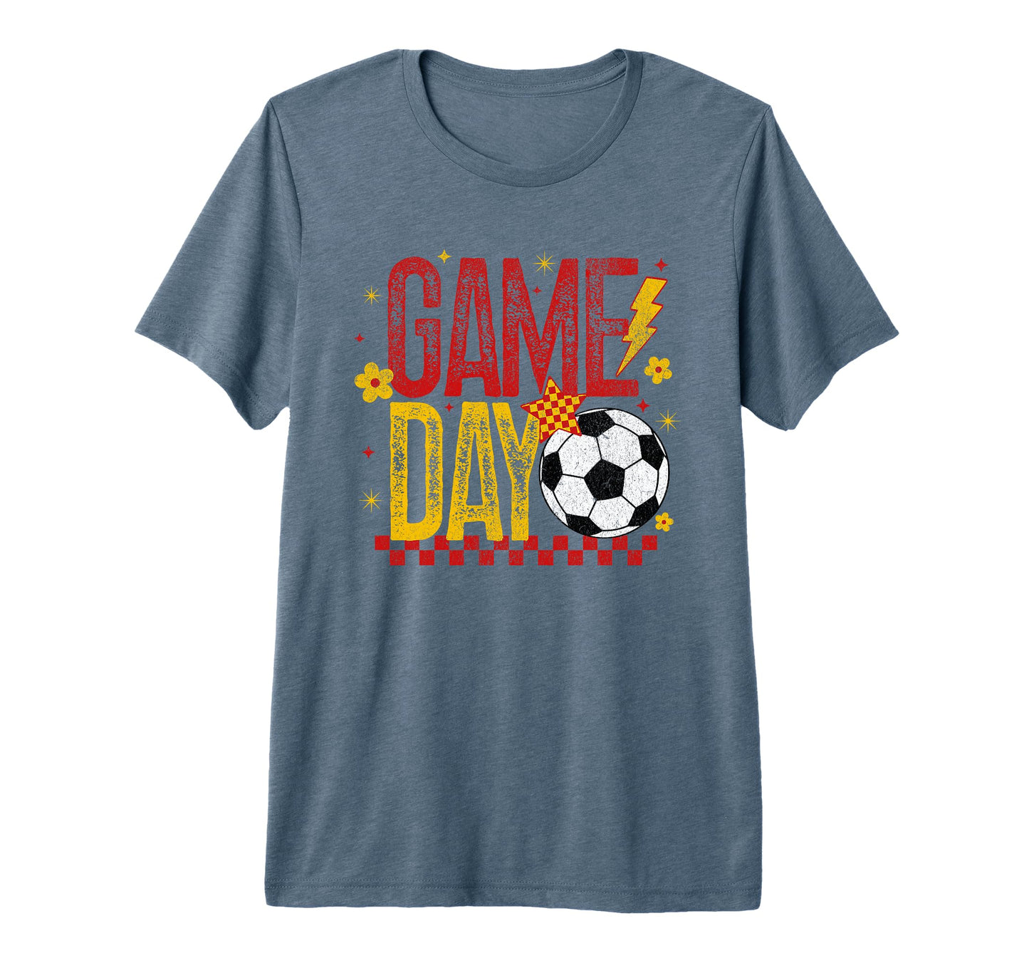 Game Day Soccer Season Red Gold Yellow T-Shirt - Unique Graphic Men Women - T-Shirt, Sweatshirt, Hoodie