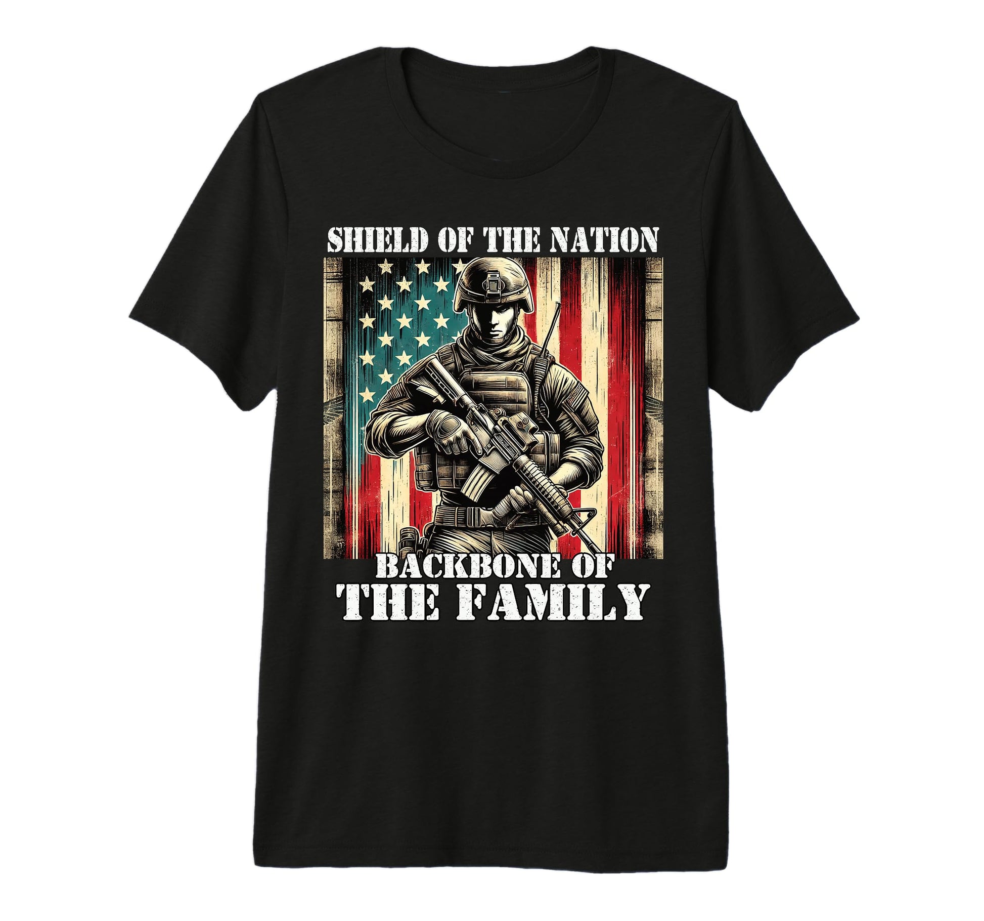 Shield Nation Backbone Family Military T-Shirt - Aesthetic Graphic Unisex - T-Shirt, Sweatshirt, Hoodie