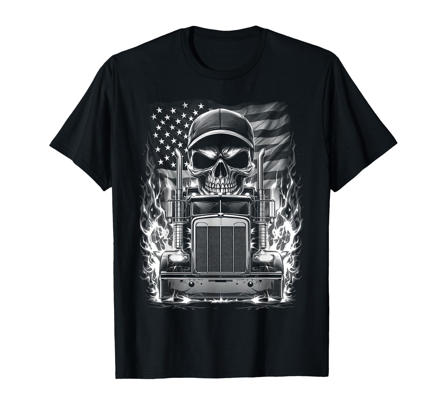 Trucker Patriotic American Flag Semi T-Shirt - Minimalist Print Unisex - T-Shirt, Sweatshirt, Hoodie