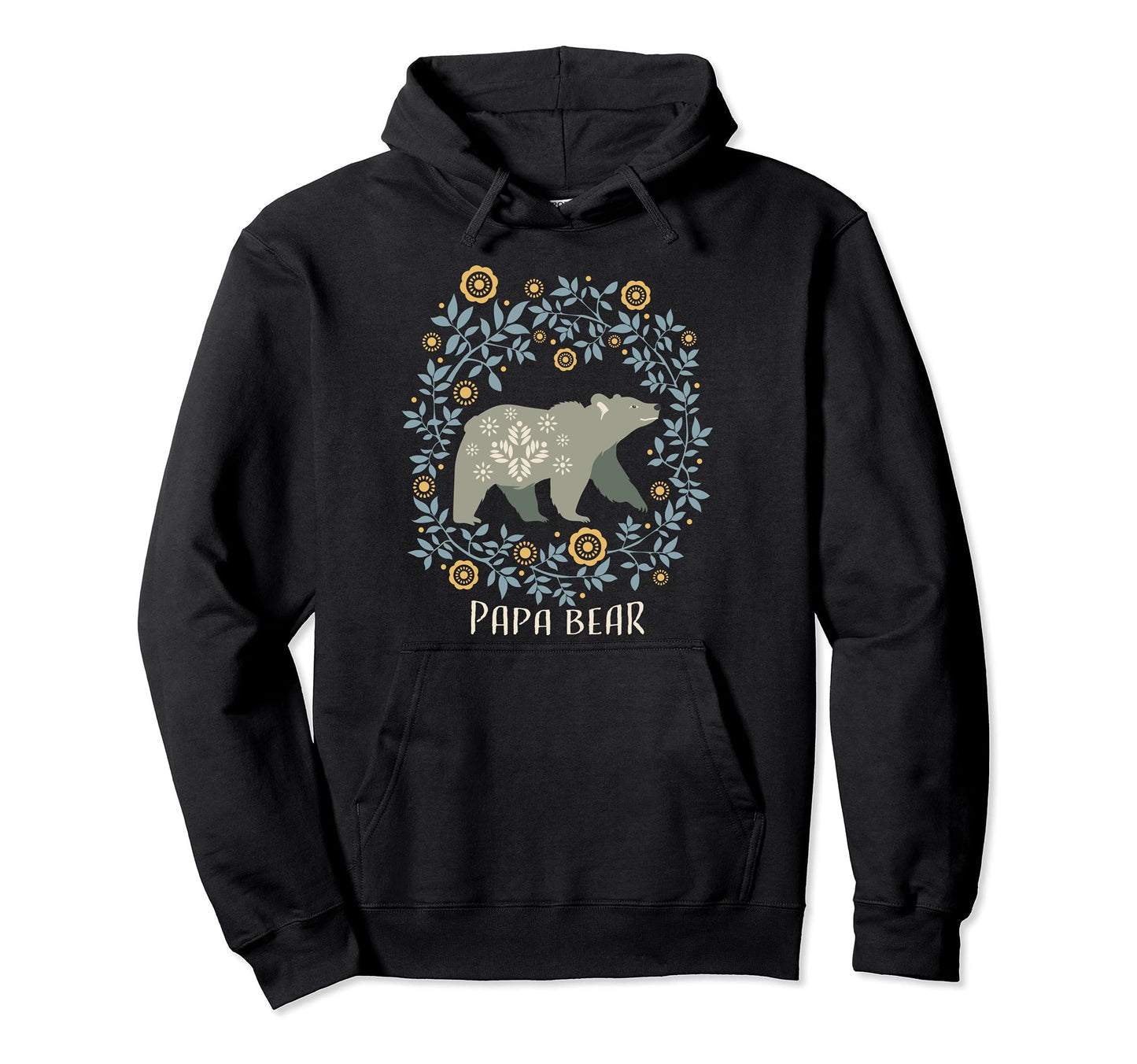 Papa Bear Floral Ornament Animal Hoodie - Minimalist Print for Adults - T-Shirt, Sweatshirt, Hoodie
